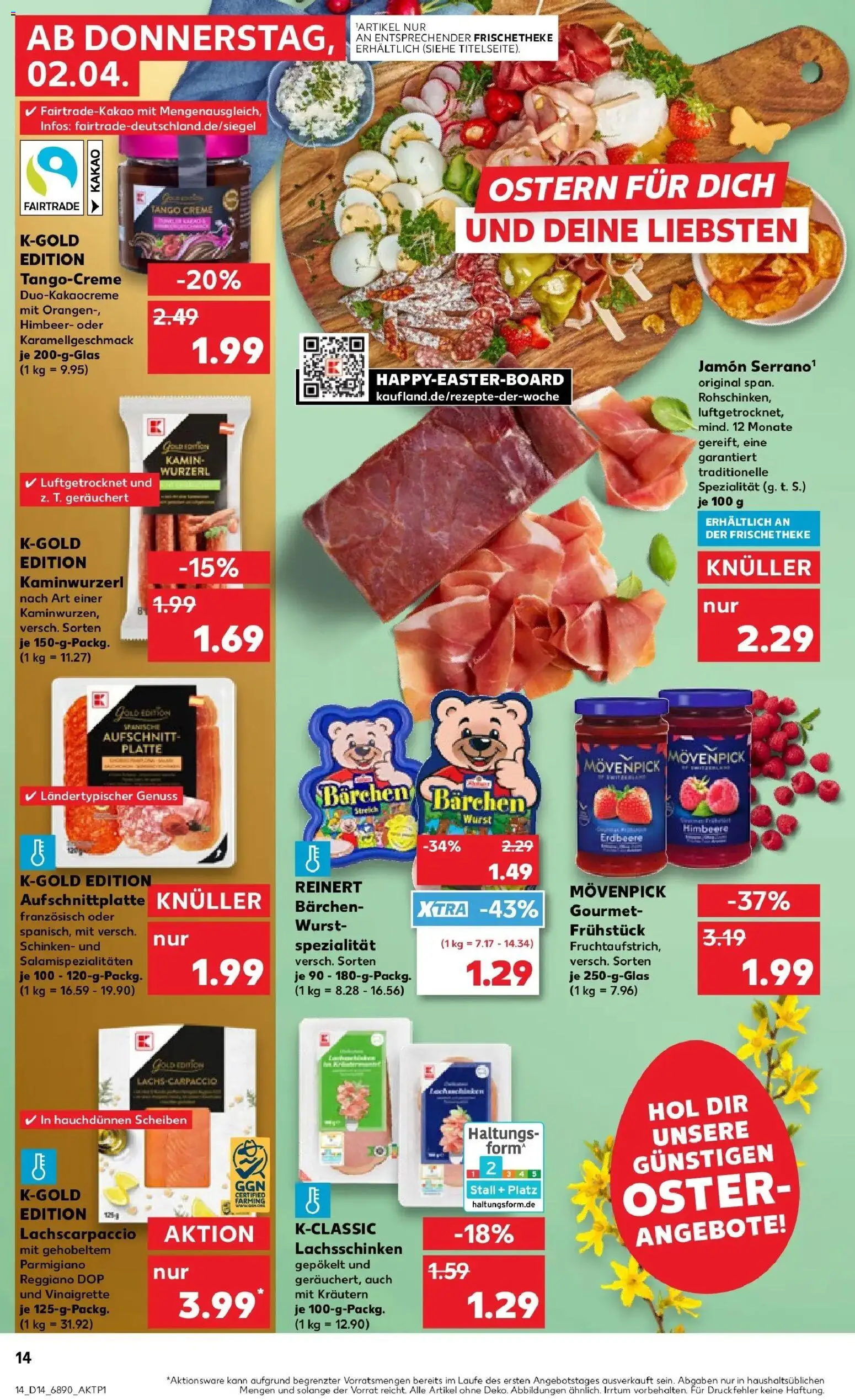 Kaufland Prospekt Bergkamen	 – gültig ab 02.04.2026 | Seite: 14 | Produkte: Kamin, Orangen, Wurst, Schinken