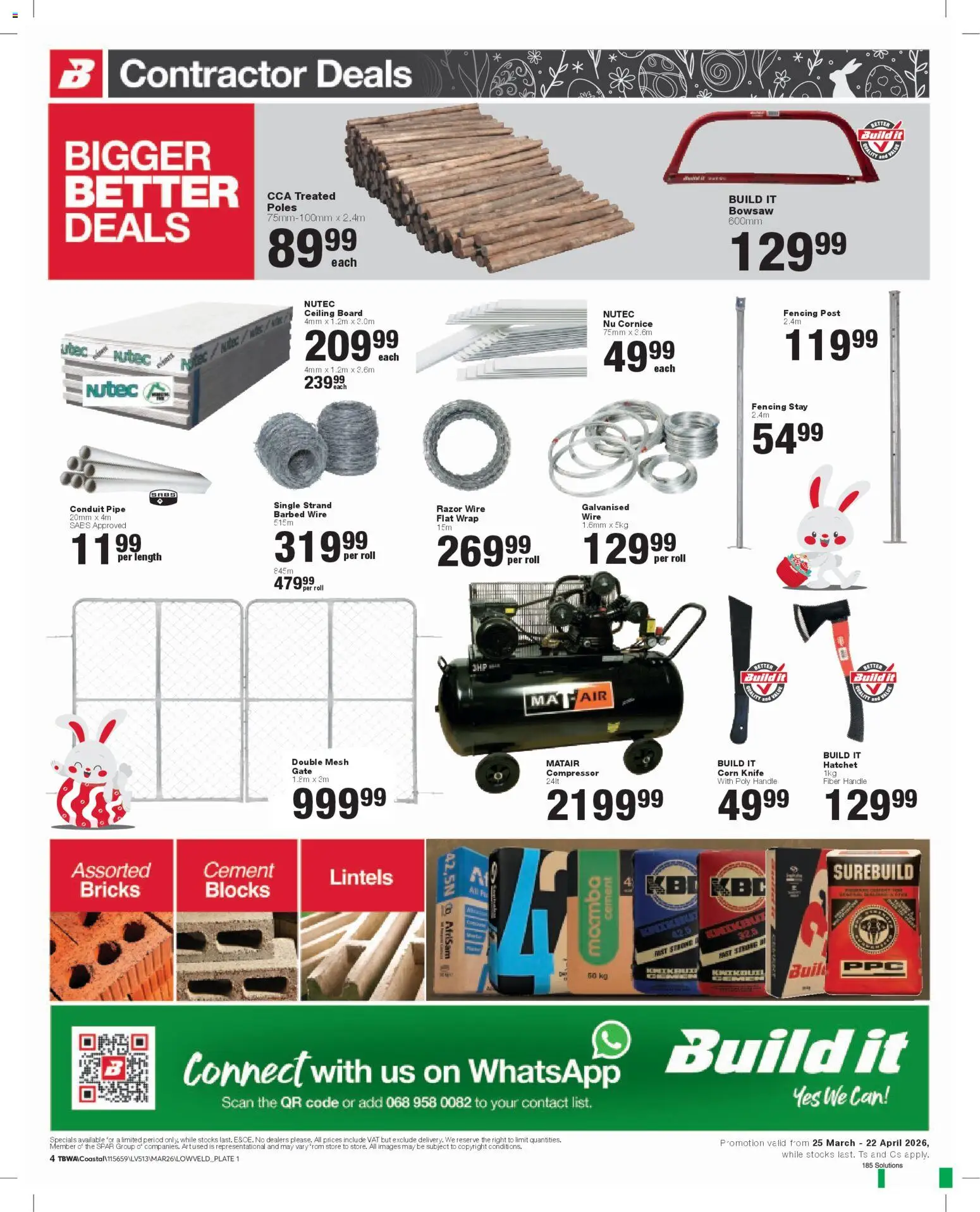 New Build It catalogue – valid from 25.03.2026 | Page: 4 | Products: Corn, Compressor, Gate, Bowsaw