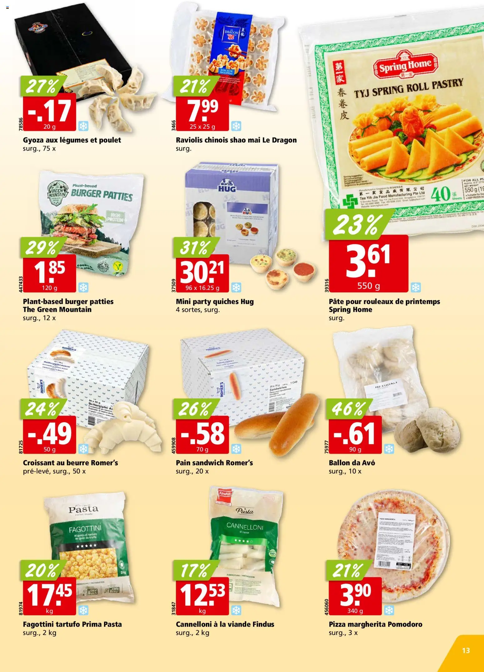 Aligro aktionen Chavannes, Matran, Genève, Sion – gültig ab 28.09.2026 | Seite: 13 | Produkte: Burger, Pizza, Tee, Pasta