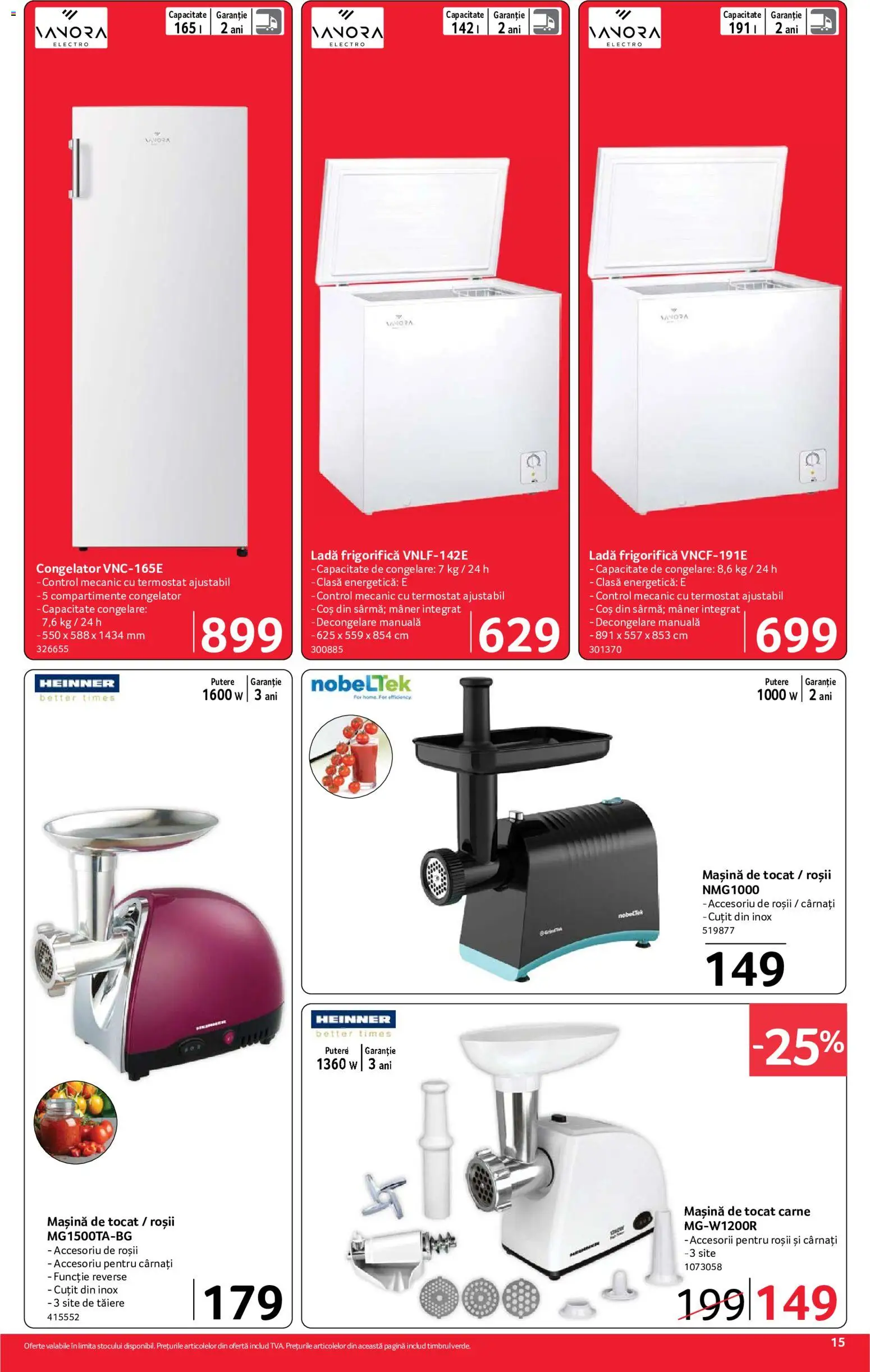 Noul catalog Selgros – valabil de la 24.07.2026 | Pagină: 15 | Produse: Congelator, Cuțit, Roșii, Cârnați