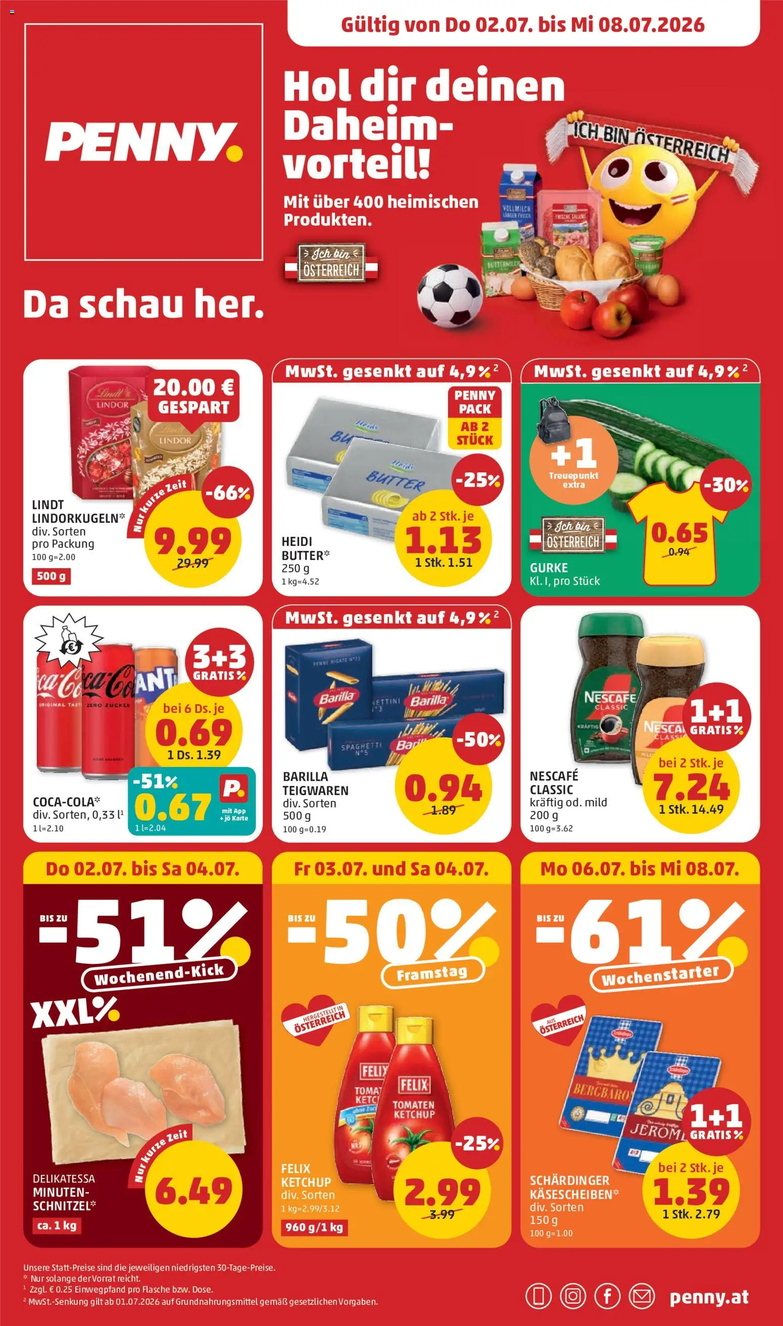 Penny Markt Flugblatt gültig ab 02.07.2026 | Seite: 1 | Produkte: Zucker, Butter, Hajdina liszt, Tomaten