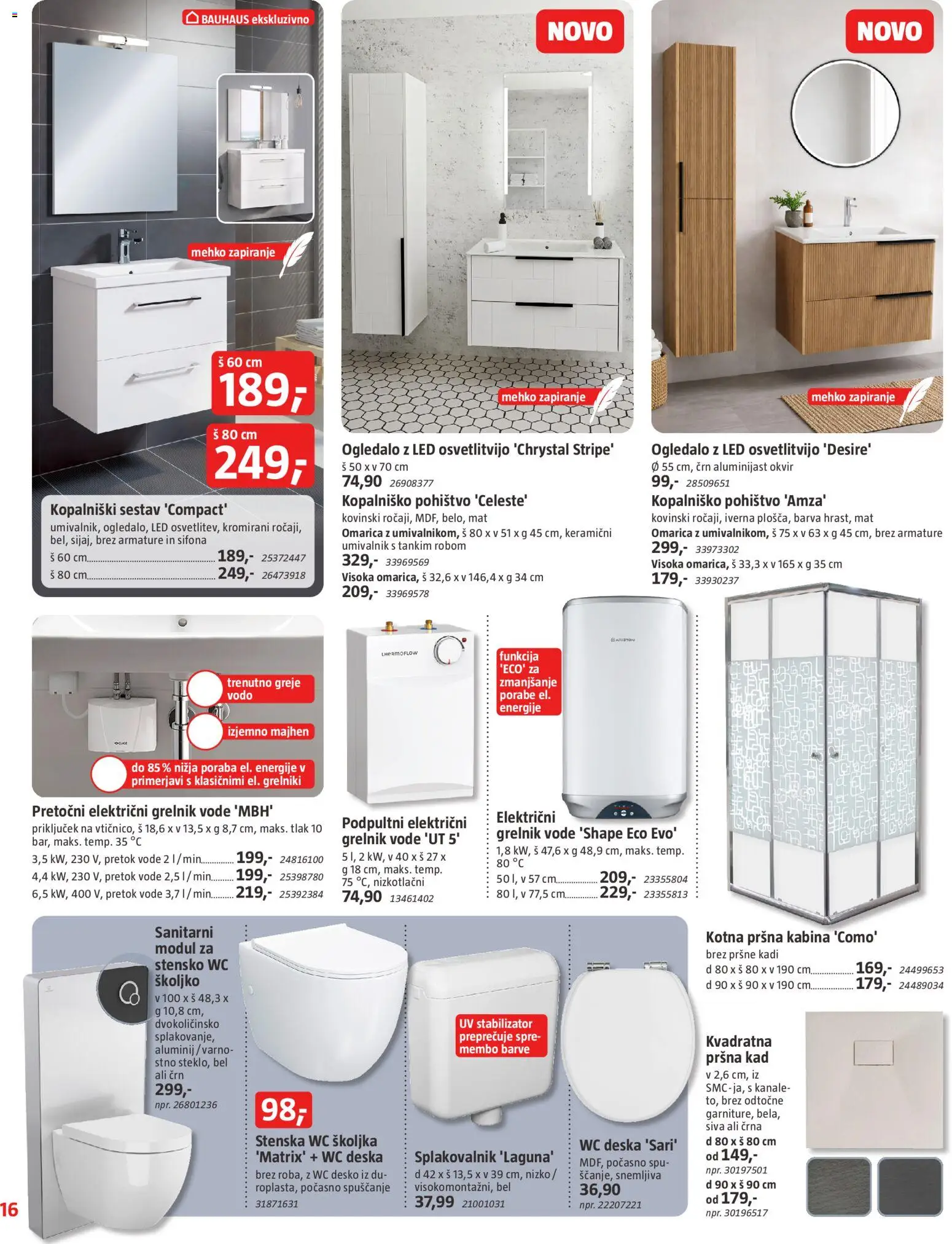 Novi Bauhaus katalog ponudbe – veljaven od 20.05.2026 | Stran: 16 | Izdelki: Ogledalo, Umivalnik, Barva, Omarica