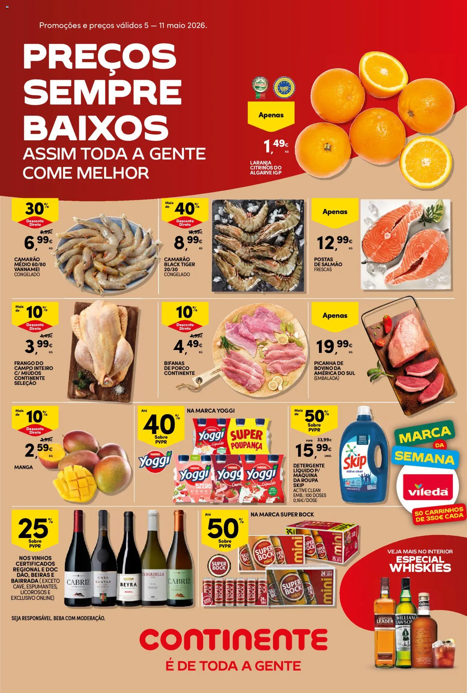 Continente folheto │ válido de 05.05.2026 | Página: 1 | Produtos: Super bock, Camarão, Detergente, Salmão