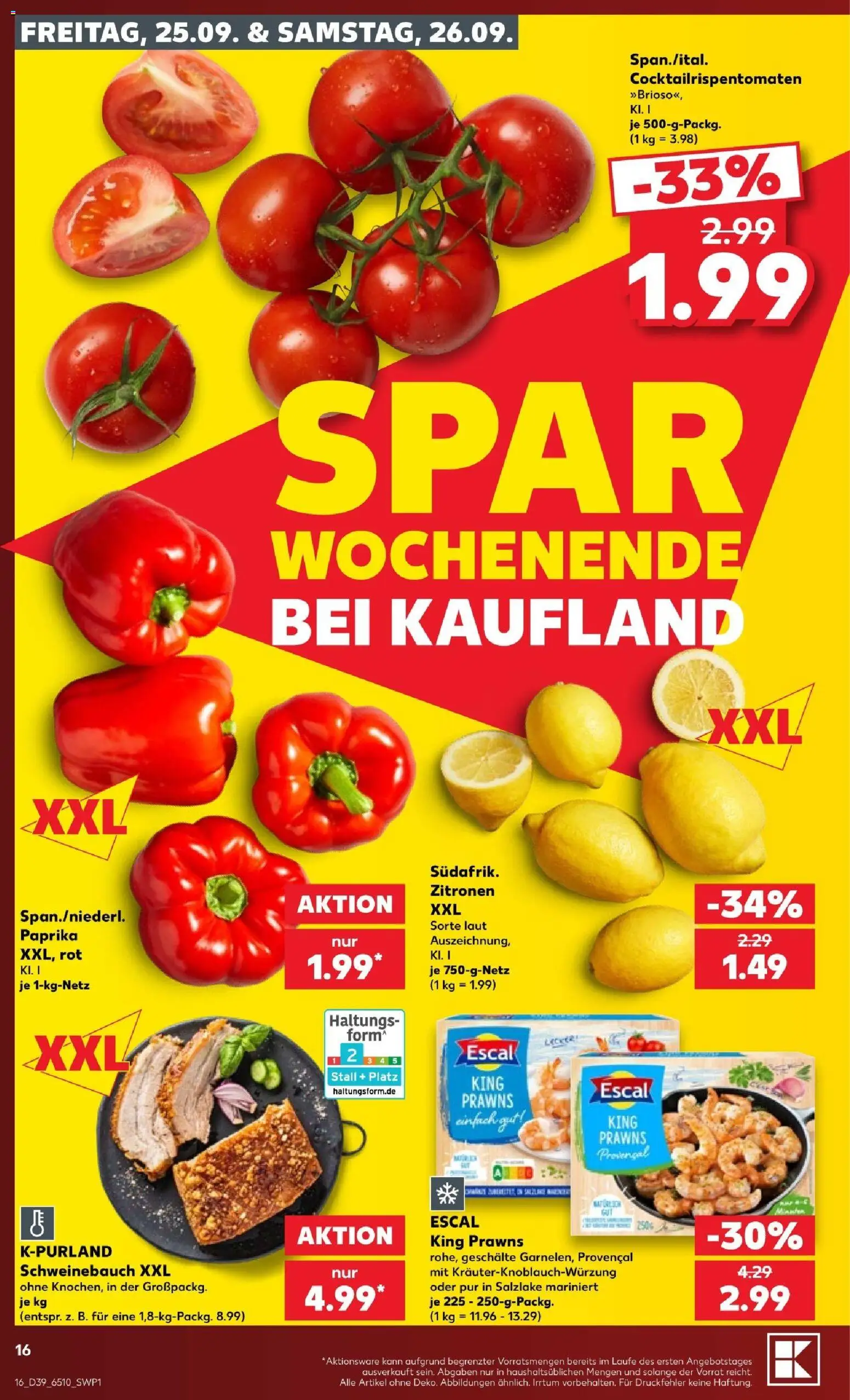 Kaufland Prospekt Köln – gültig ab 24.09.2026 | Seite: 16 | Produkte: Schweinebauch, Paprika, Zitronen