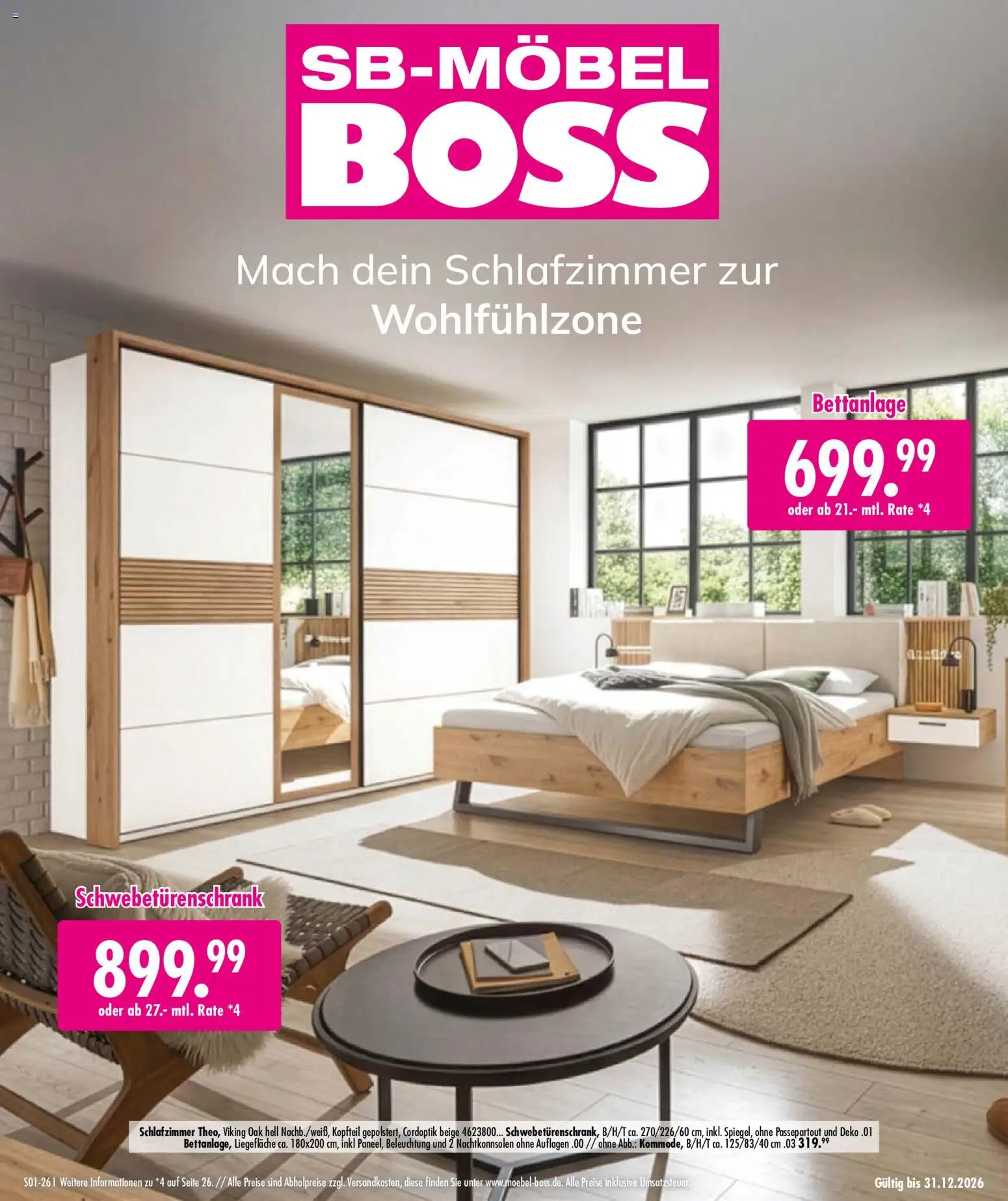 SB Möbel Boss Mach Dein Schlafzimmer zur Wohlfühlzone – gültig ab 02.10.2026 | Seite: 1 | Produkte: Schwebetürenschrank
