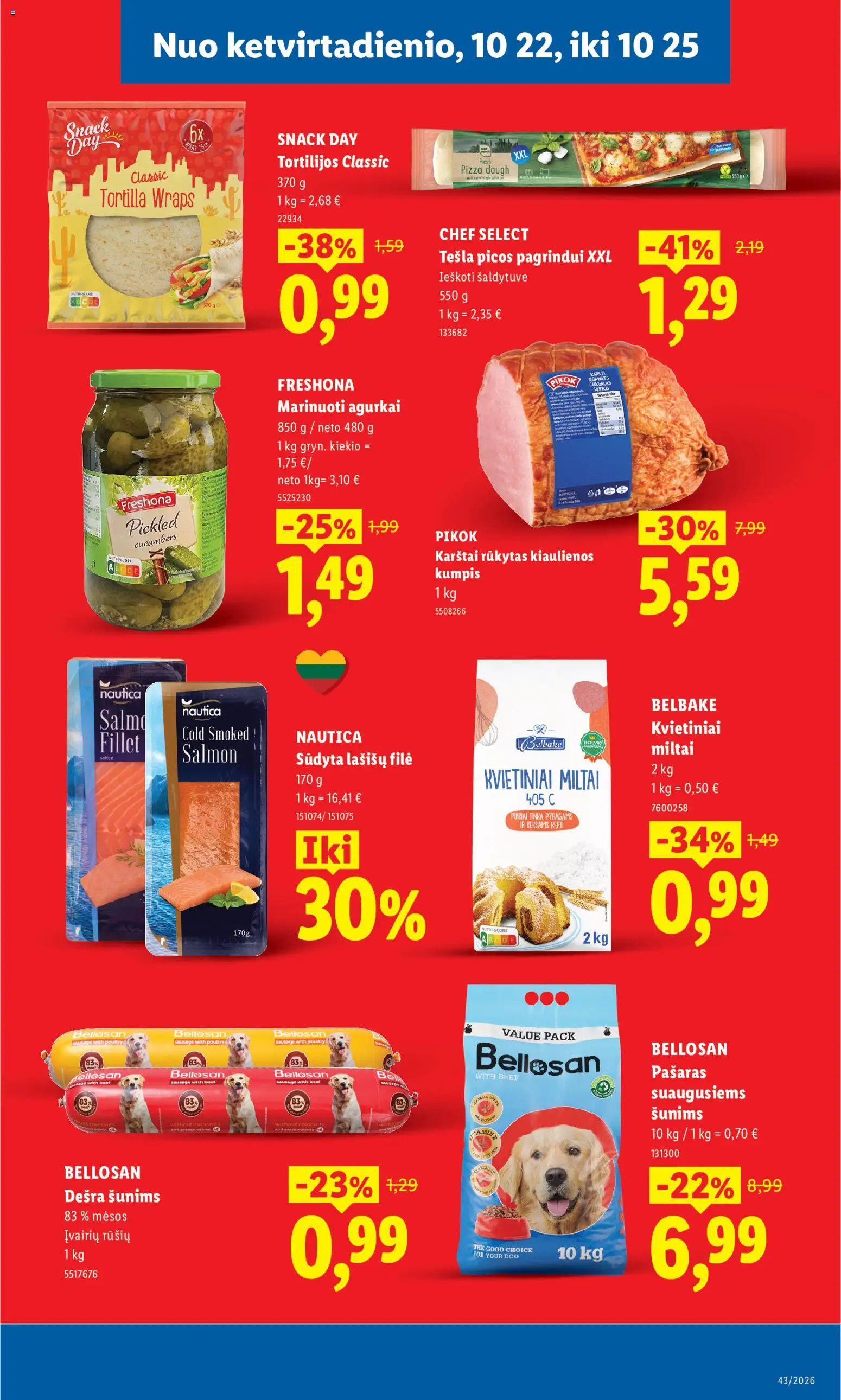 LIDL akcijos nuo 2026.10.22 | Puslapis: 7 | Prekių: Agurkai, Kiaulienos, Kumpis, Miltai