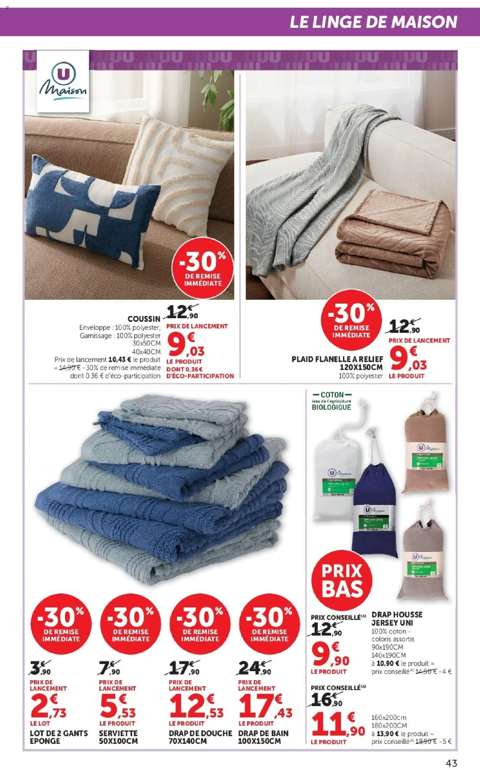 {H1} | Page: 43 | Produits: Coton, Eponge, Plaid, Gants