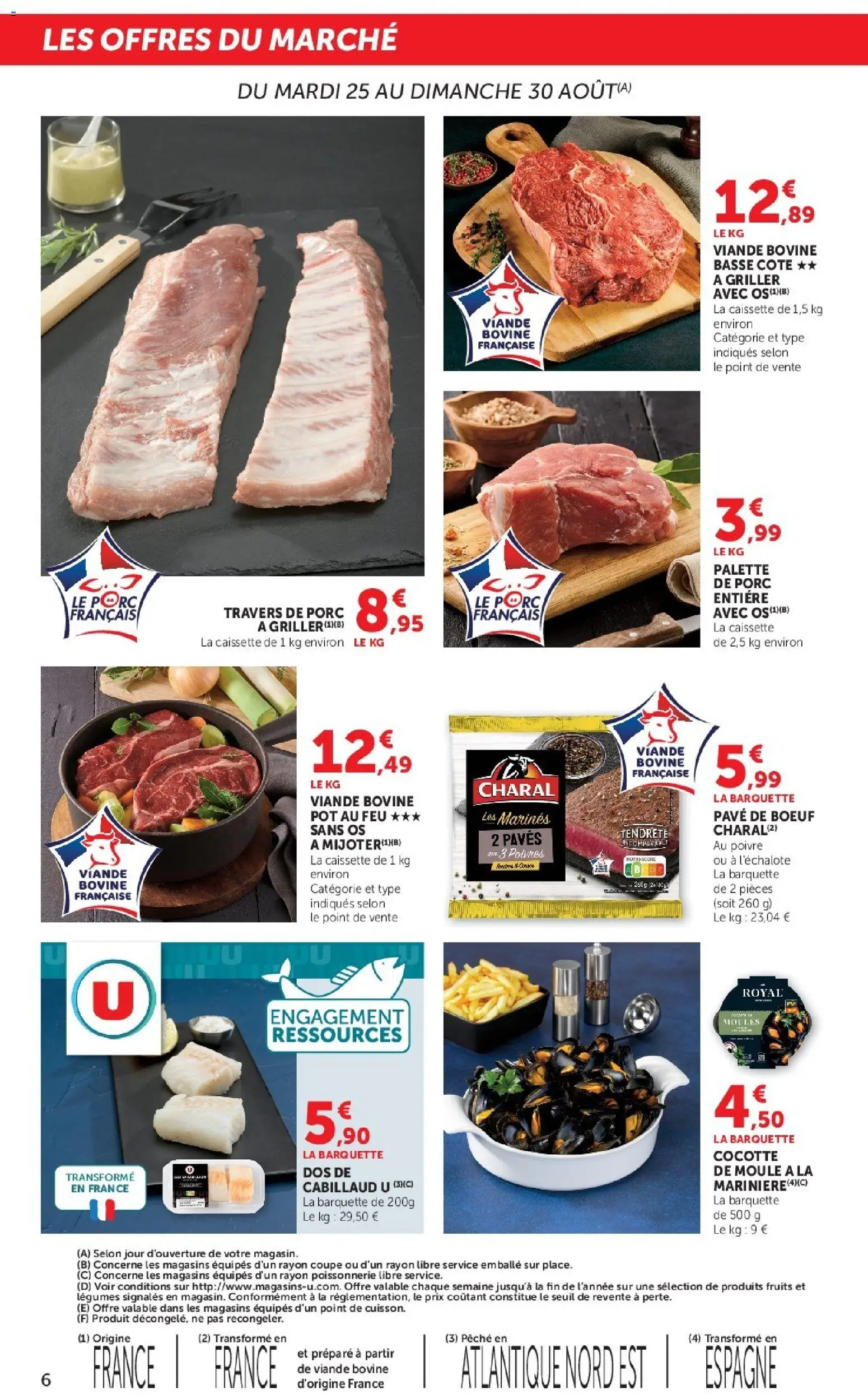 {H1} | Page: 6 | Produits: Moules, Pêche, Viande, Porc