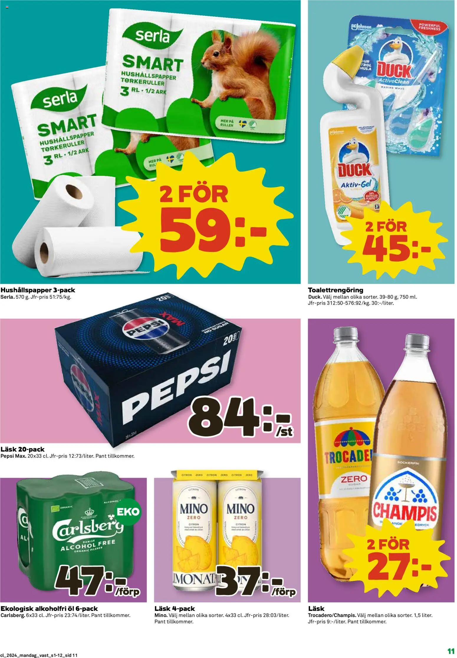 Coop reklamblad aktuell från 08.06.2026 | Sida: 11 | Produkter: Hushållspapper, Pepsi, Öl, Citron