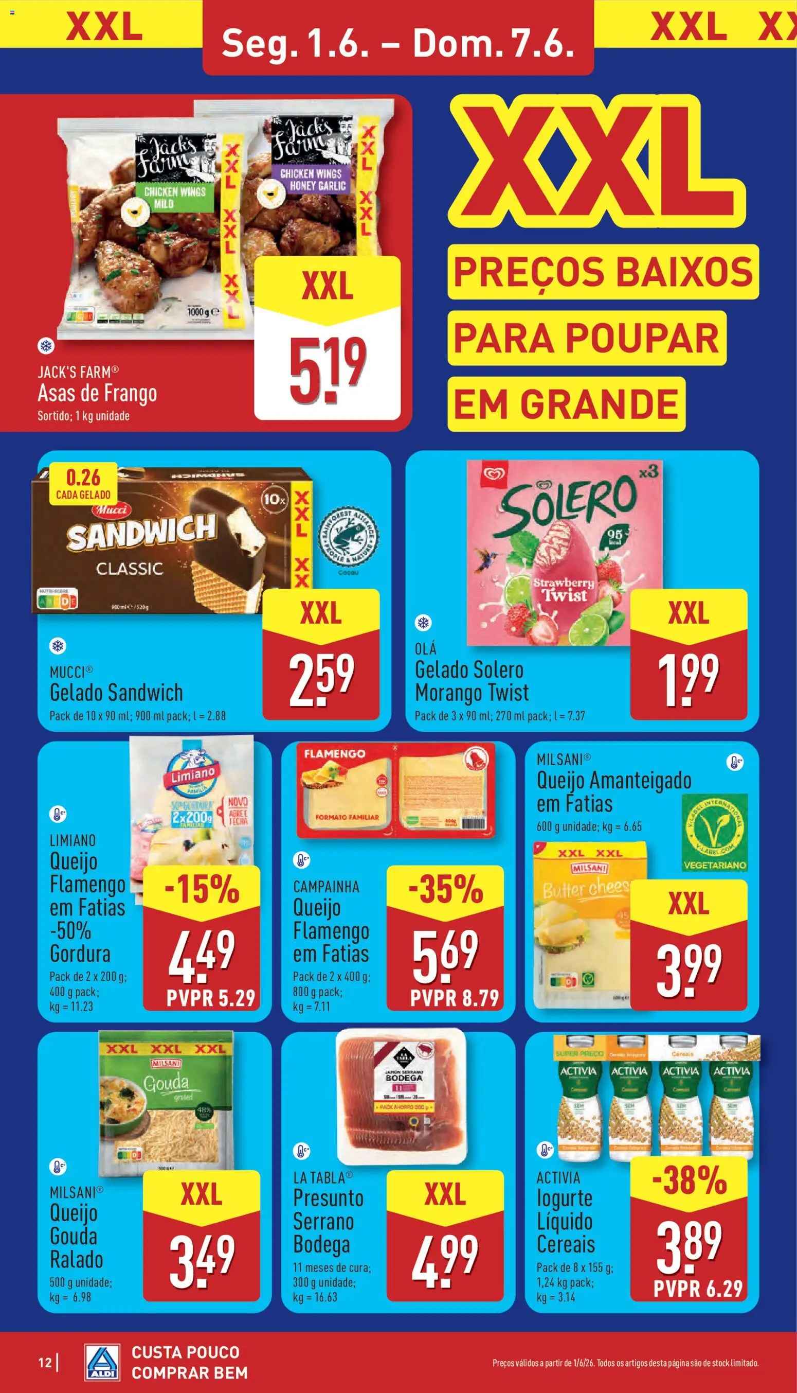 Aldi folheto │ válido de 01.06.2026 | Página: 12 | Produtos: Asas de frango, Frango, Campainha, Cereais