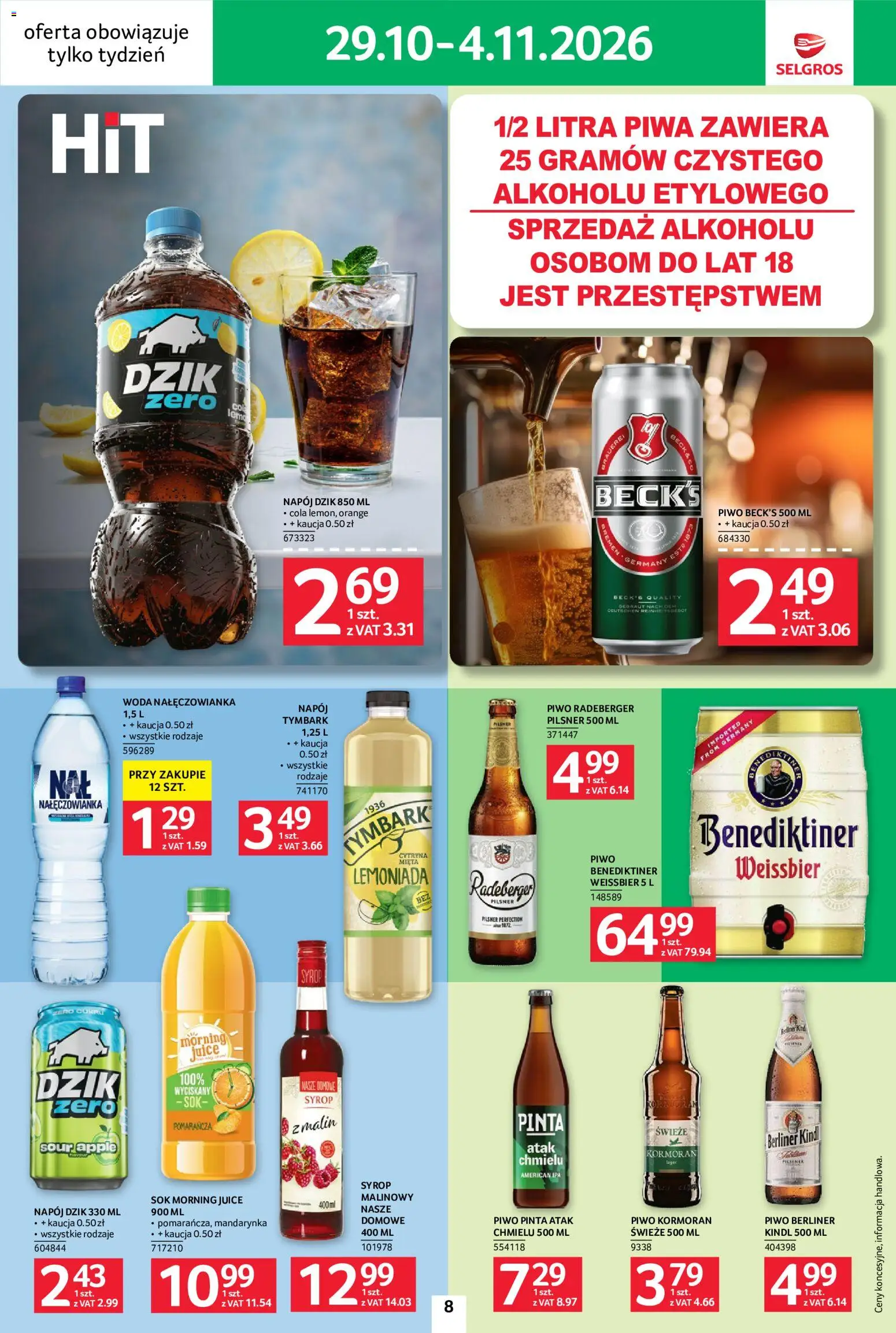 Selgros cash&carry gazetka - Jeszcze więcej super promocji od 29.10.2026 | Strona: 8 | Produkty: Syrop, Mięta, Lemoniada, Woda