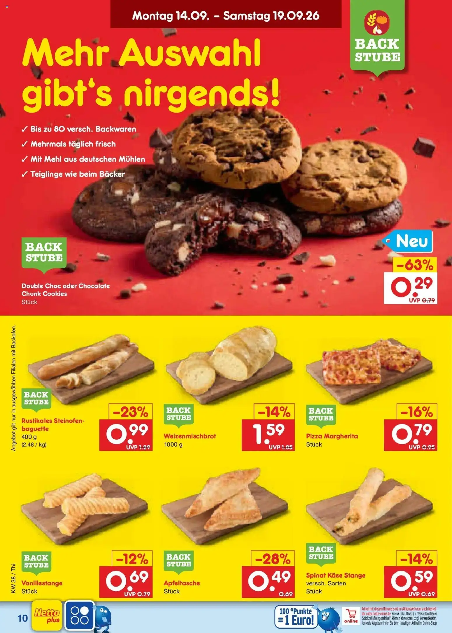 Netto Marken-Discount Prospekt Pirna – gültig ab 14.09.2026 | Seite: 14 | Produkte: Mehl, Käse, Baguette, Pizza