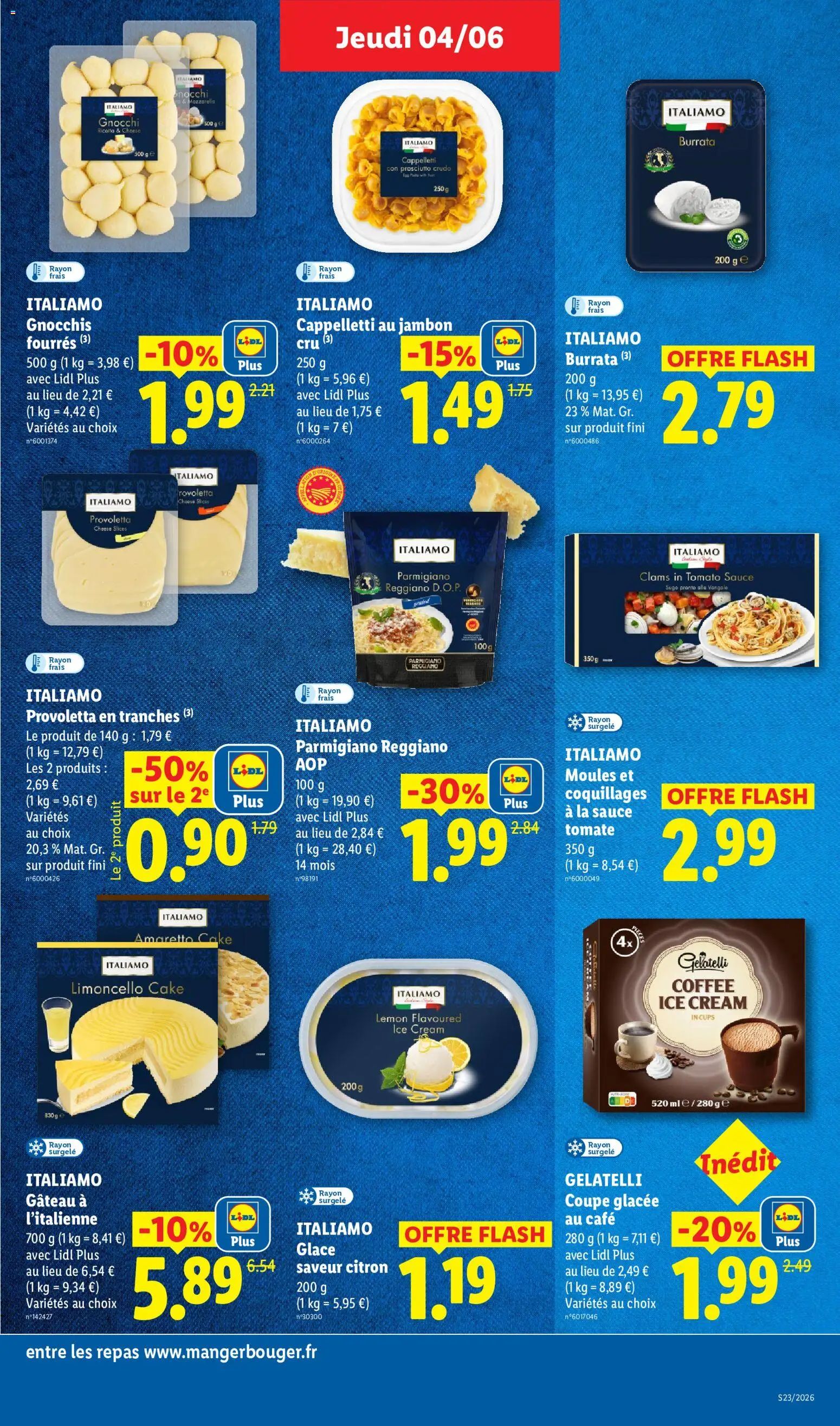 {H1} | Page: 19 | Produits: Mozzarella, Burrata, Jambon, Ricotta