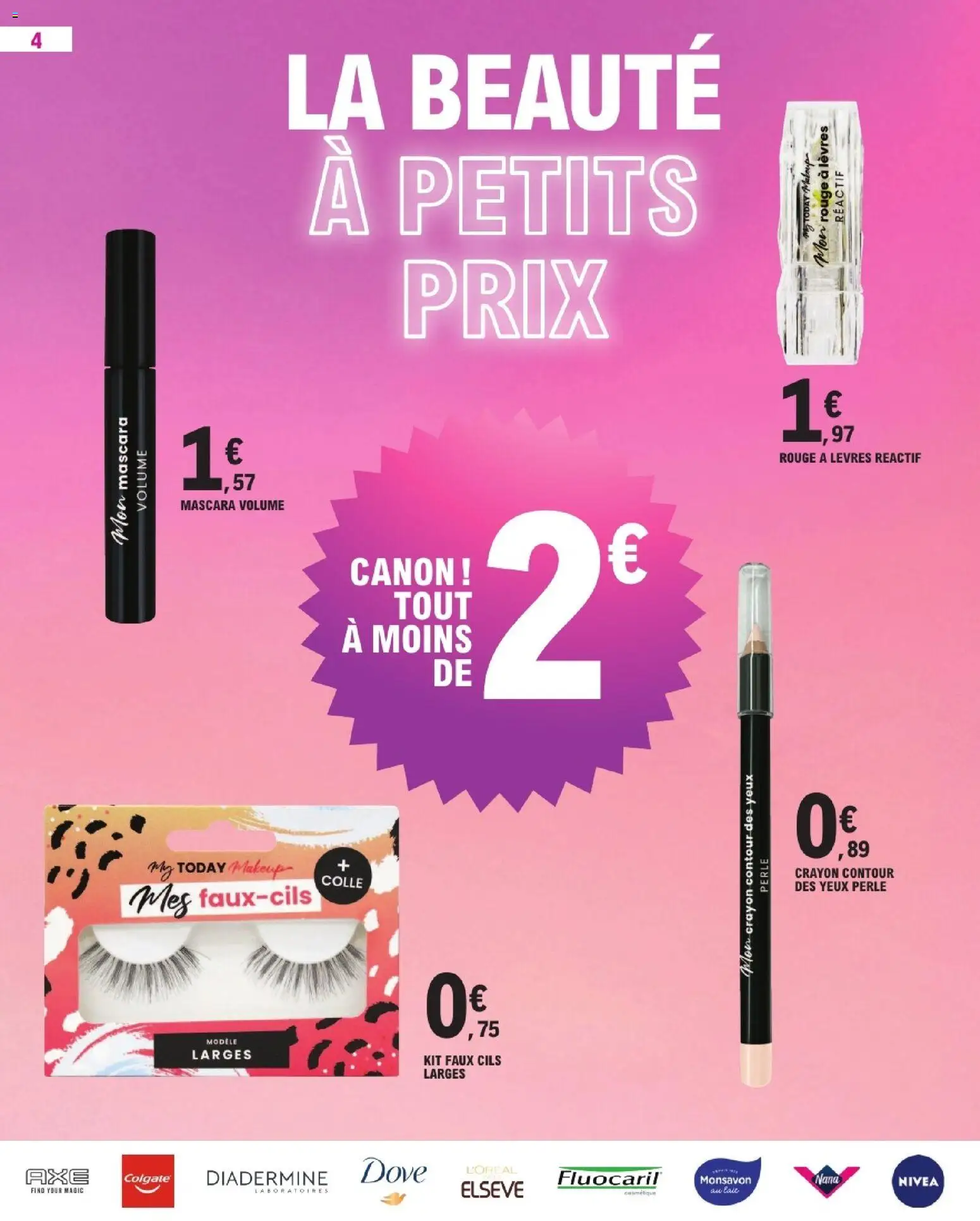 {H1} | Page: 4 | Produits: Monsavon, Mascara, Crayon, Colle