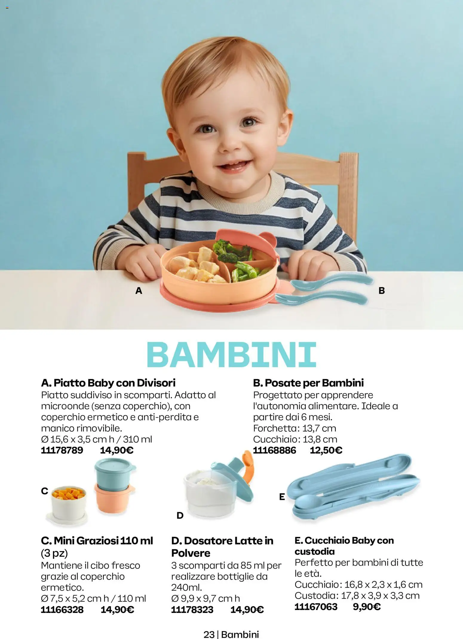 Volantino Tupperware del 01.05.2026 | Pagina: 23 | Prodotti: Posate, Microonde, Latte, Piatto