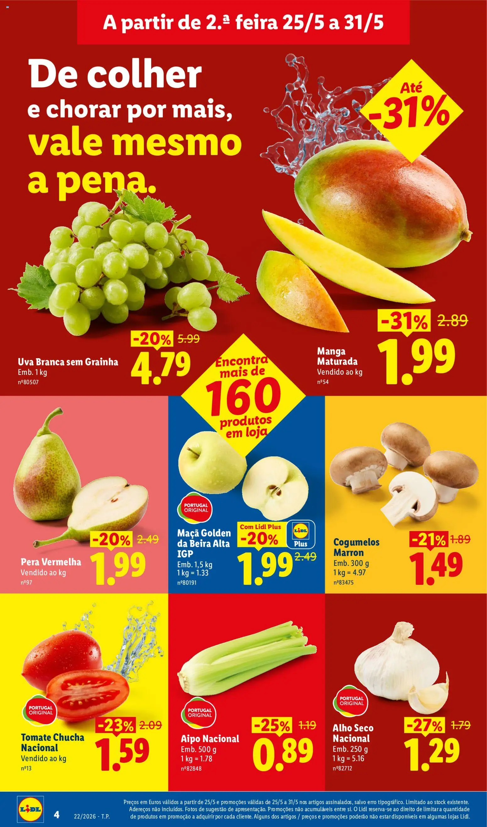 Lidl folheto │ válido de 25.05.2026 | Página: 4 | Produtos: Maça, Tomate, Cogumelos