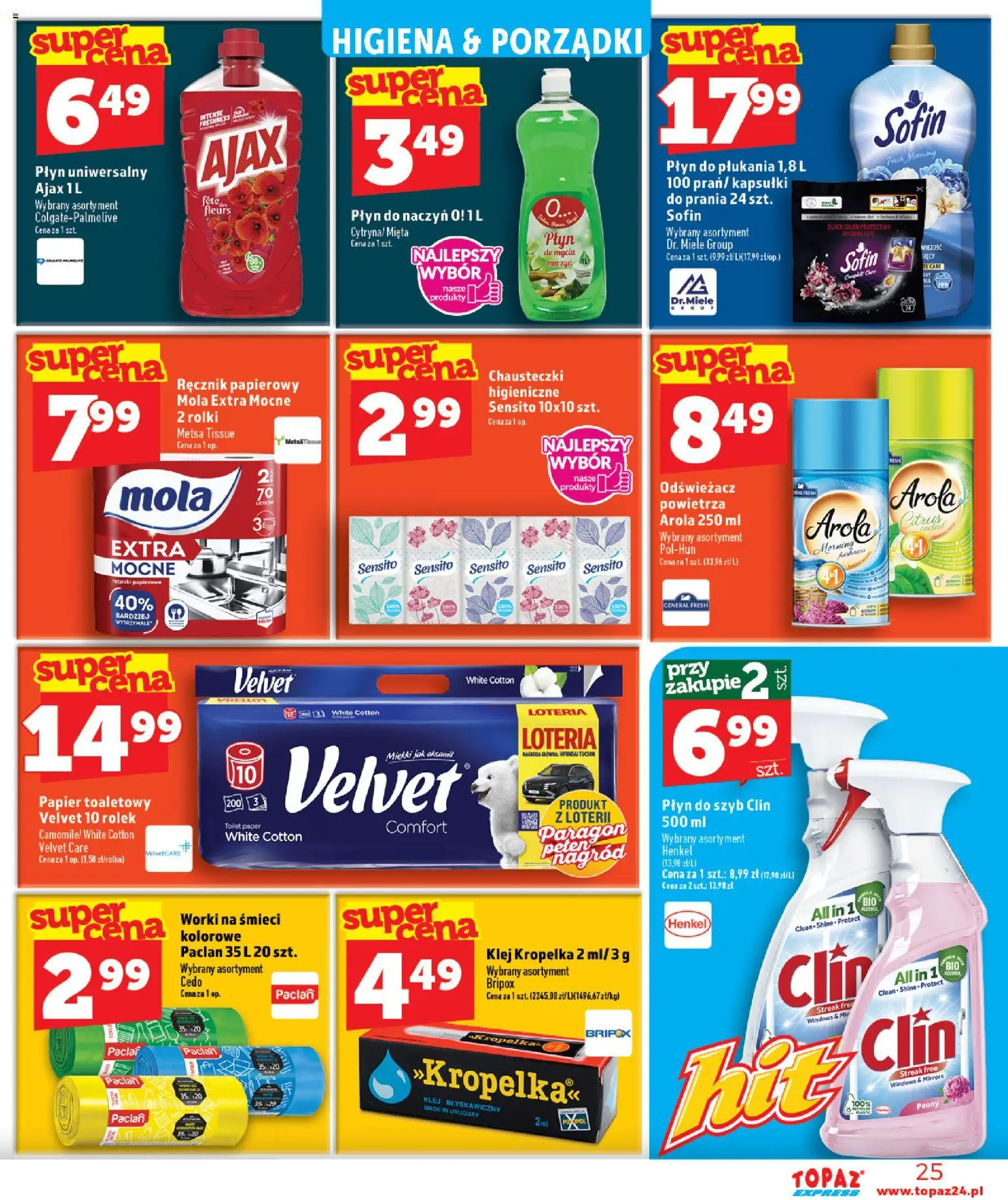 Topaz gazetka - Express od 10.09.2026 | Strona: 25 | Produkty: Kapsułki, Płyn do szyb Clin, Klej kropelka, Płyn do szyb