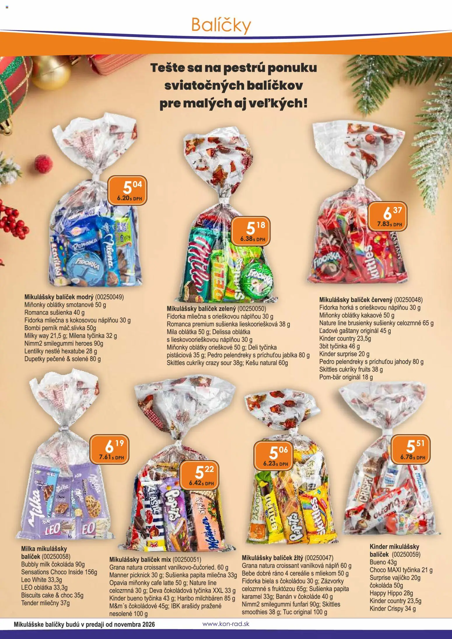 Nové KON - RAD akcie – leták je platný od 01.11.2026 | Strana: 2 | Produkty: Jablká, Croissant, Čokoláda, Mila