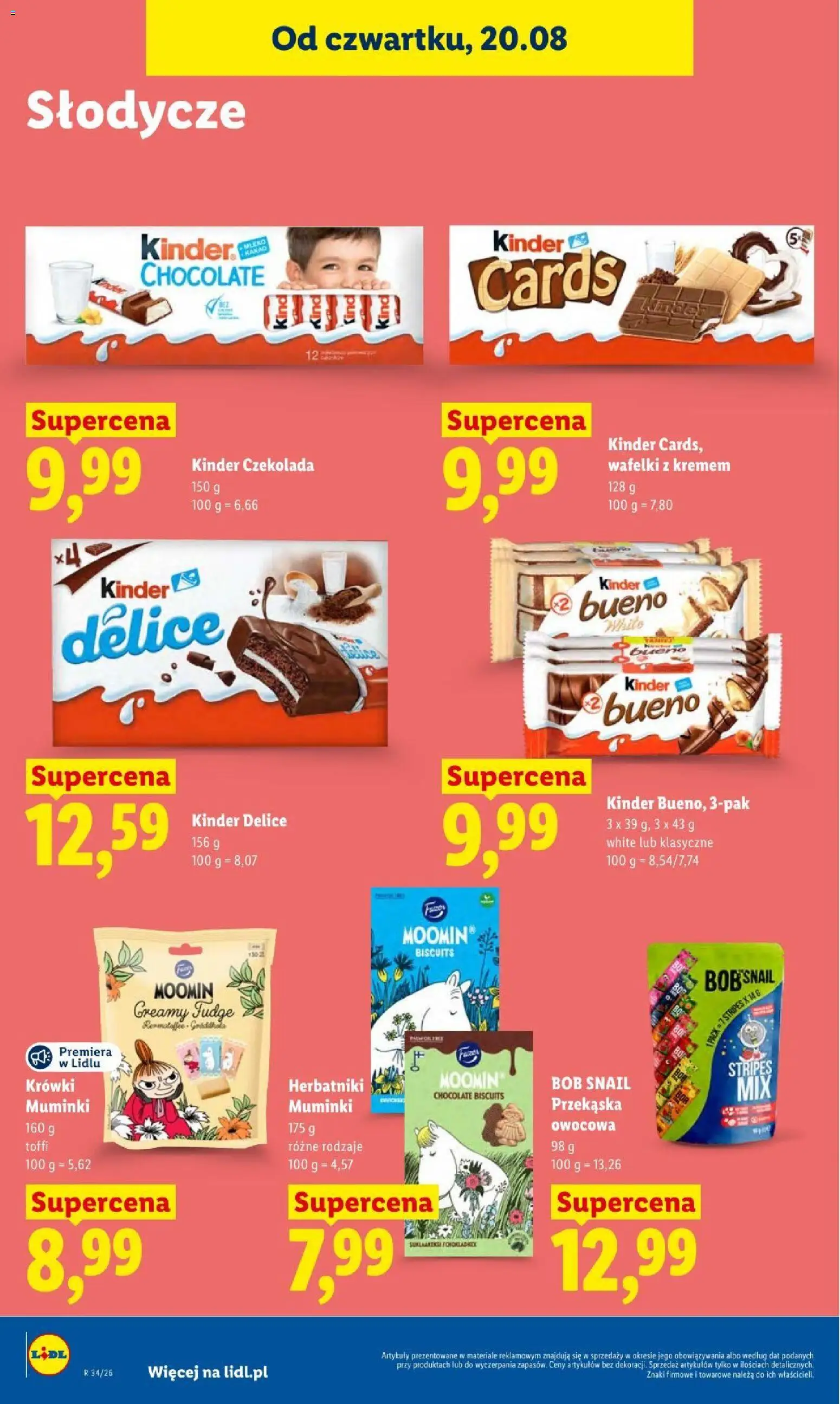 Lidl gazetka od 20.08.2026 | Strona: 82 | Produkty: Bób, Herbatniki, Wafelki, Kinder Chocolate