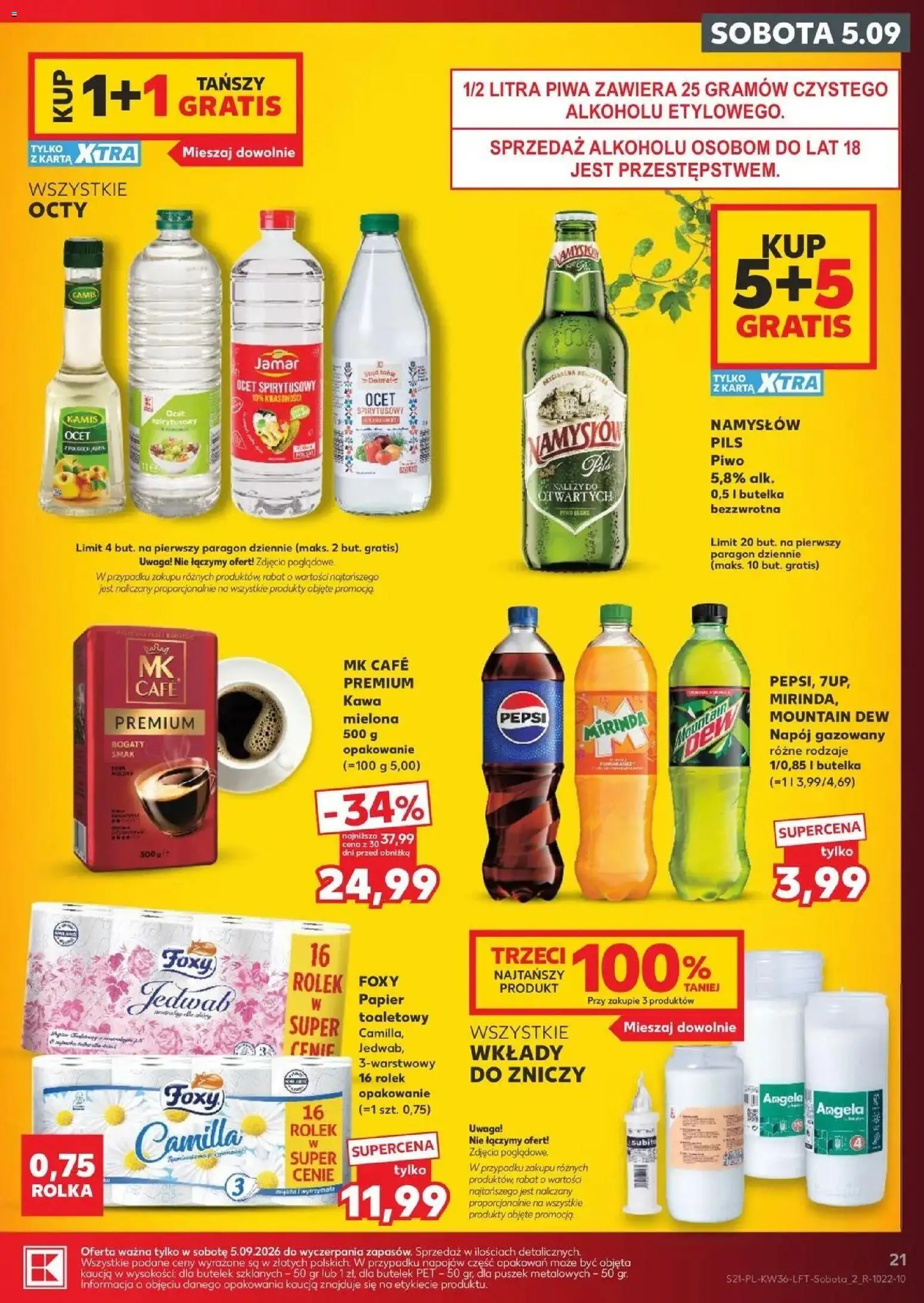 Kaufland gazetka od 03.09.2026 - od jutra PDF | Strona: 21 | Produkty: Ocet spirytusowy, Kawa, Piwo, Kawa mielona