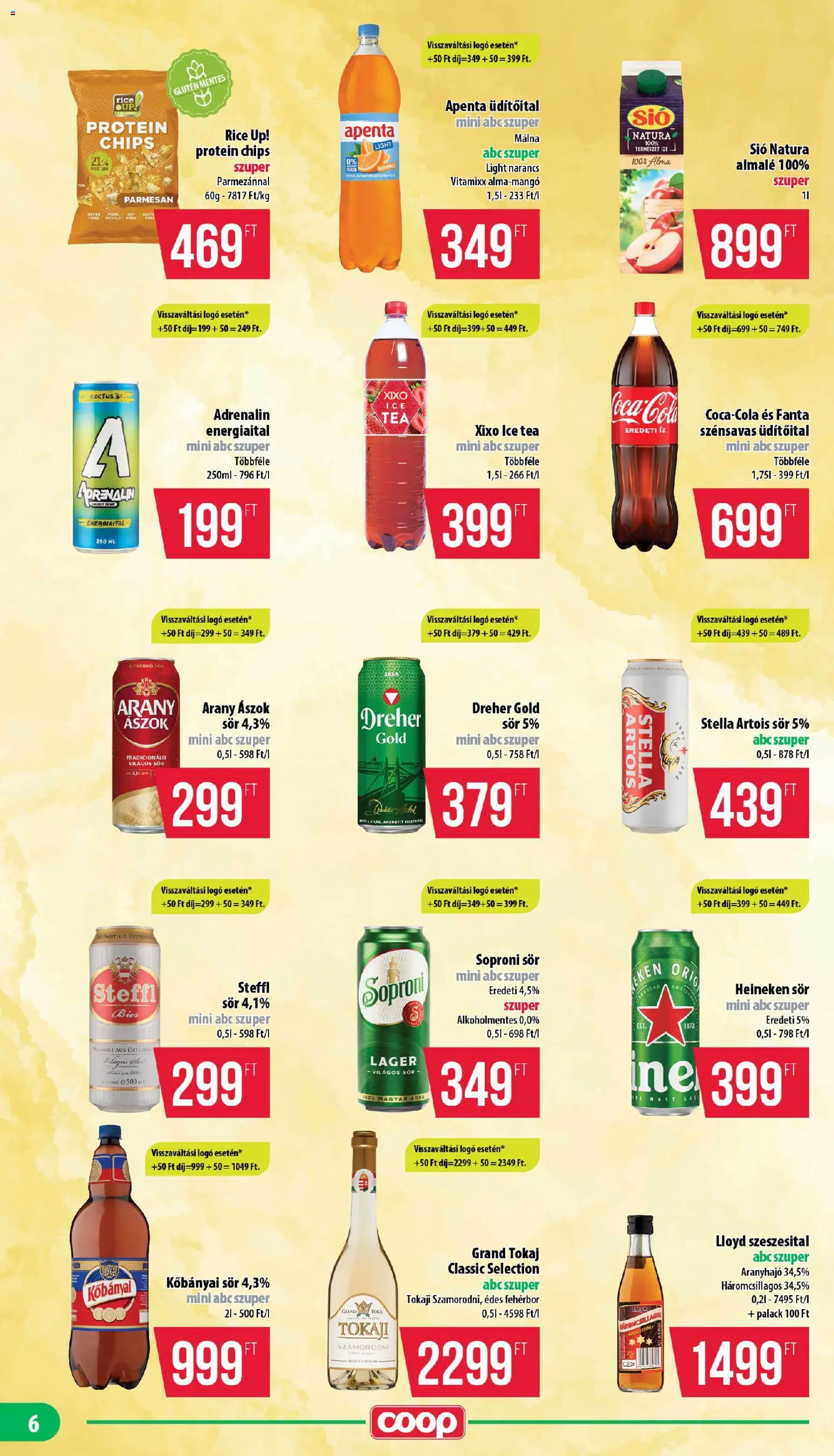 COOP akciós ujság - amely érvényes a következő dátumtól: 2026.10.15. | Oldal: 6 | Termékek: Üdítőital, Arany ászok, Protein, Fehérbor