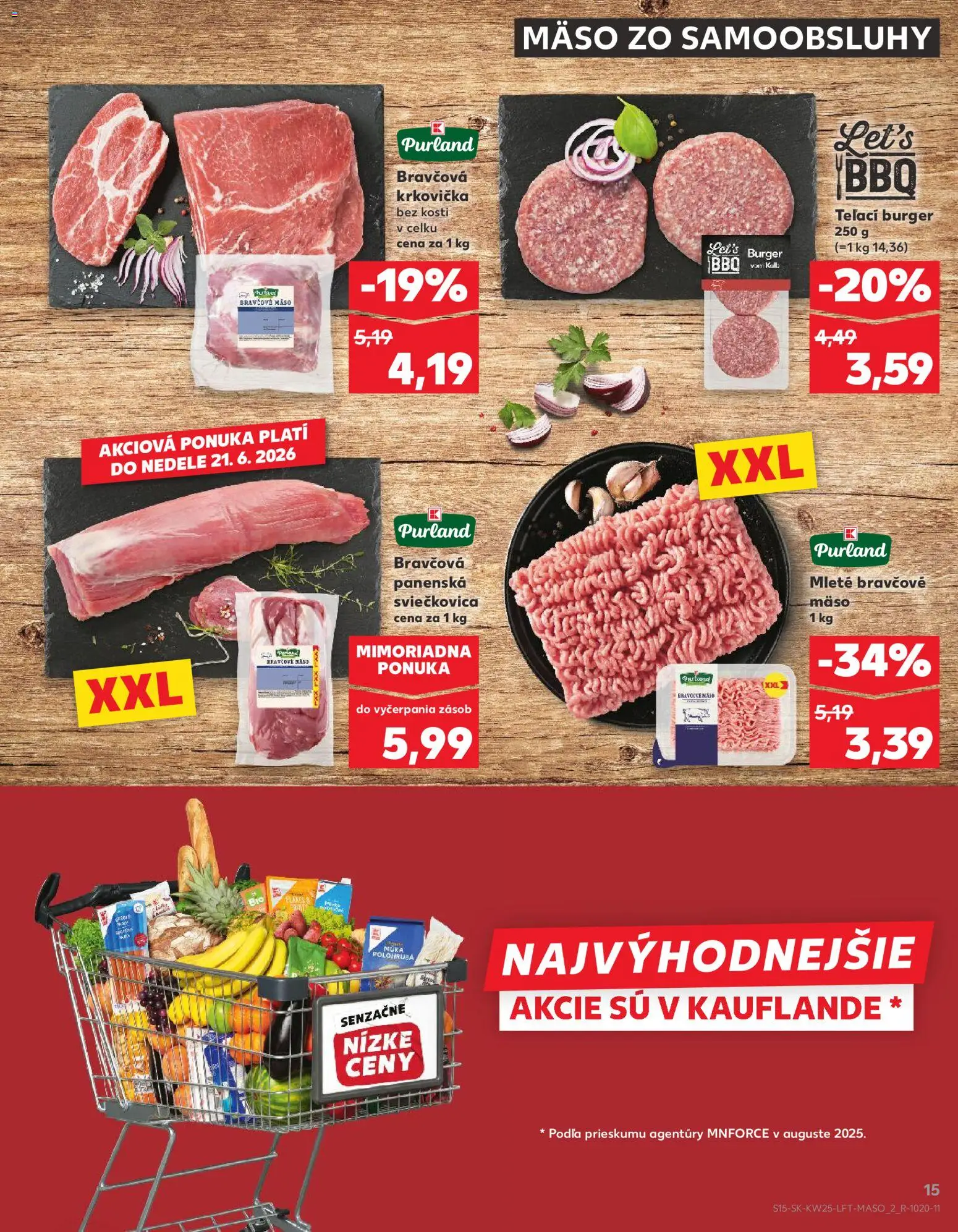Nové Kaufland akcie – leták je platný od 18.06.2026 | Strana: 15 | Produkty: Bravčová krkovička, Krkovička, Bravčové mäso