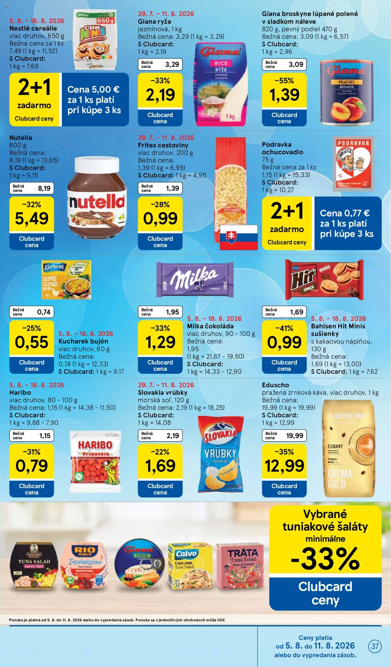 Nové Tesco akcie – leták je platný od 05.08.2026 | Strana: 37 | Produkty: Bujón, Cestoviny, Čokoláda, Soľ