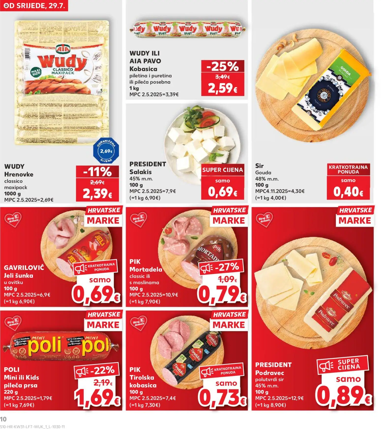 Kaufland katalog | vrijedi od 29.07.2026 | Stranica: 10 | Proizvodi: Sir, Šunka, Mortadela, Pileća prsa