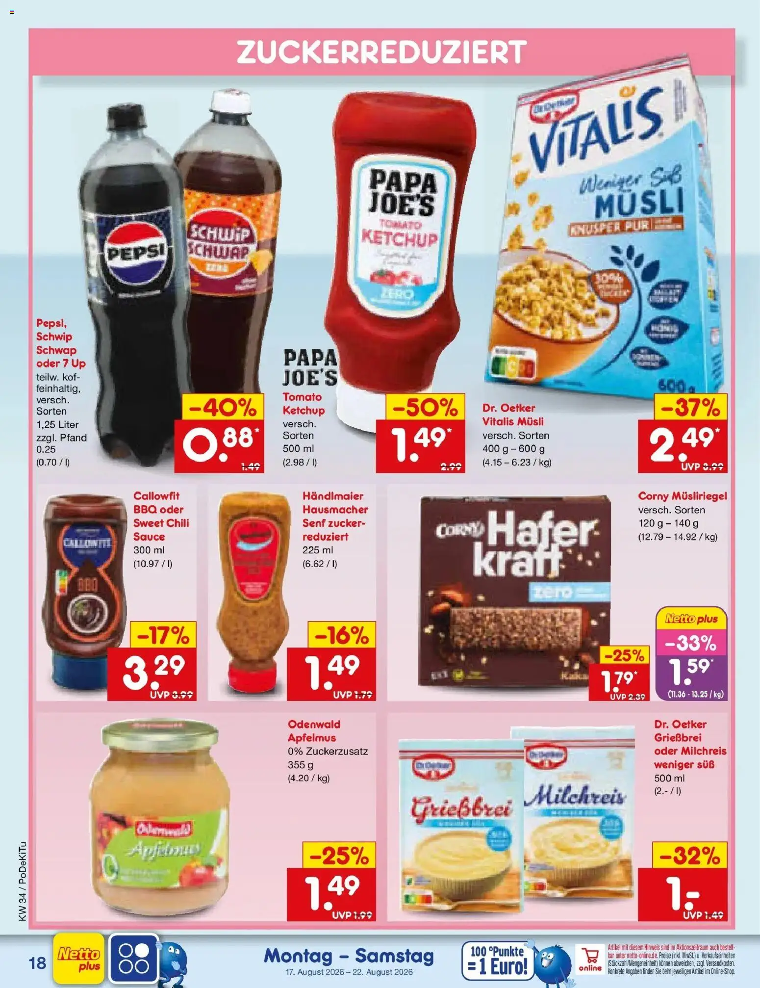 Netto Marken-Discount Prospekt Oberhaid – gültig ab 17.08.2026 | Seite: 24 | Produkte: Schwip schwap, Chili, Pepsi, Ketchup