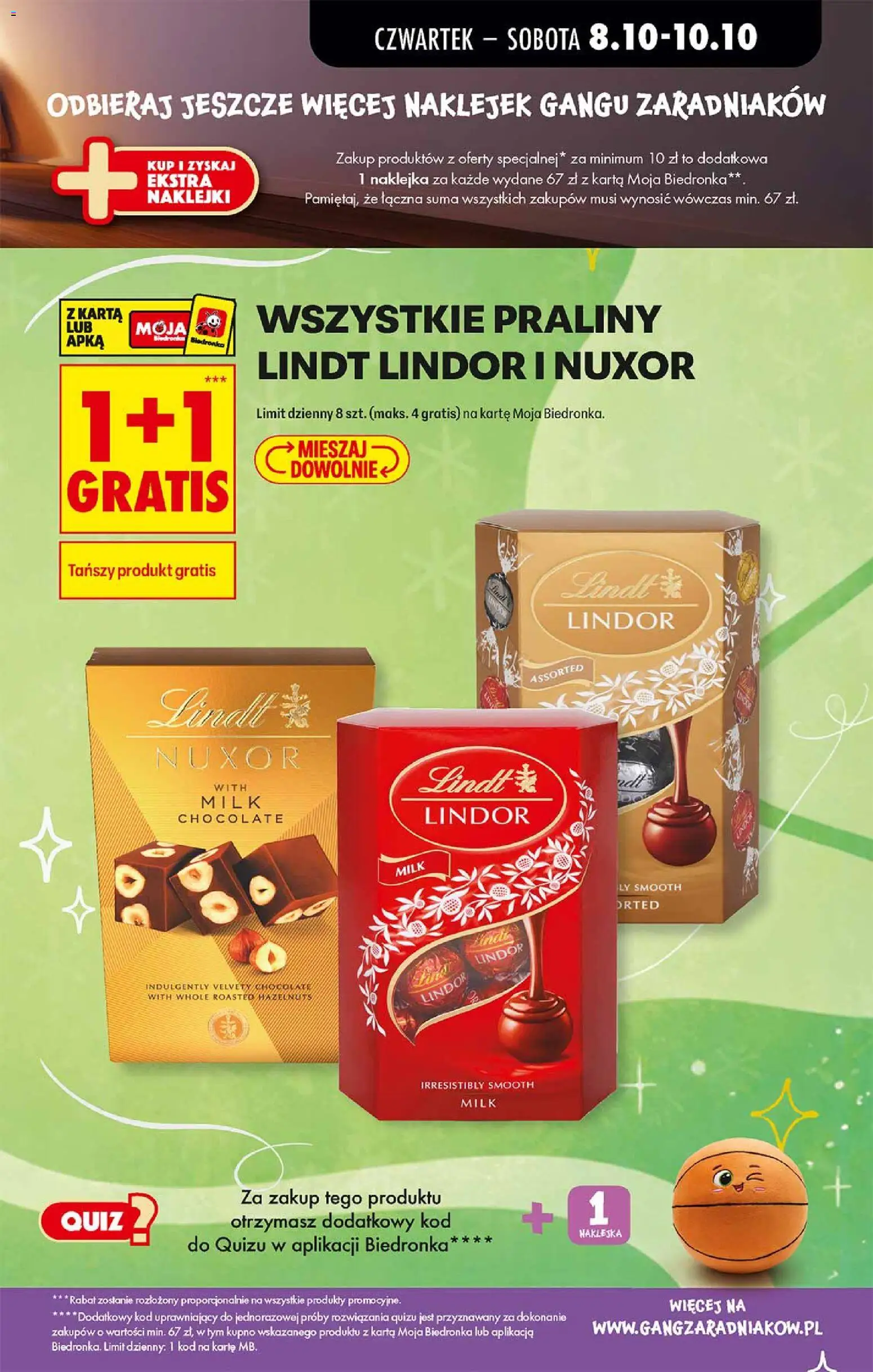 Biedronka Polsko leták - Gang zaradniaków od 08.10.2026 | Strana: 3 | Produkty: Lindor, Lindt, Lindt lindor, Milk chocolate