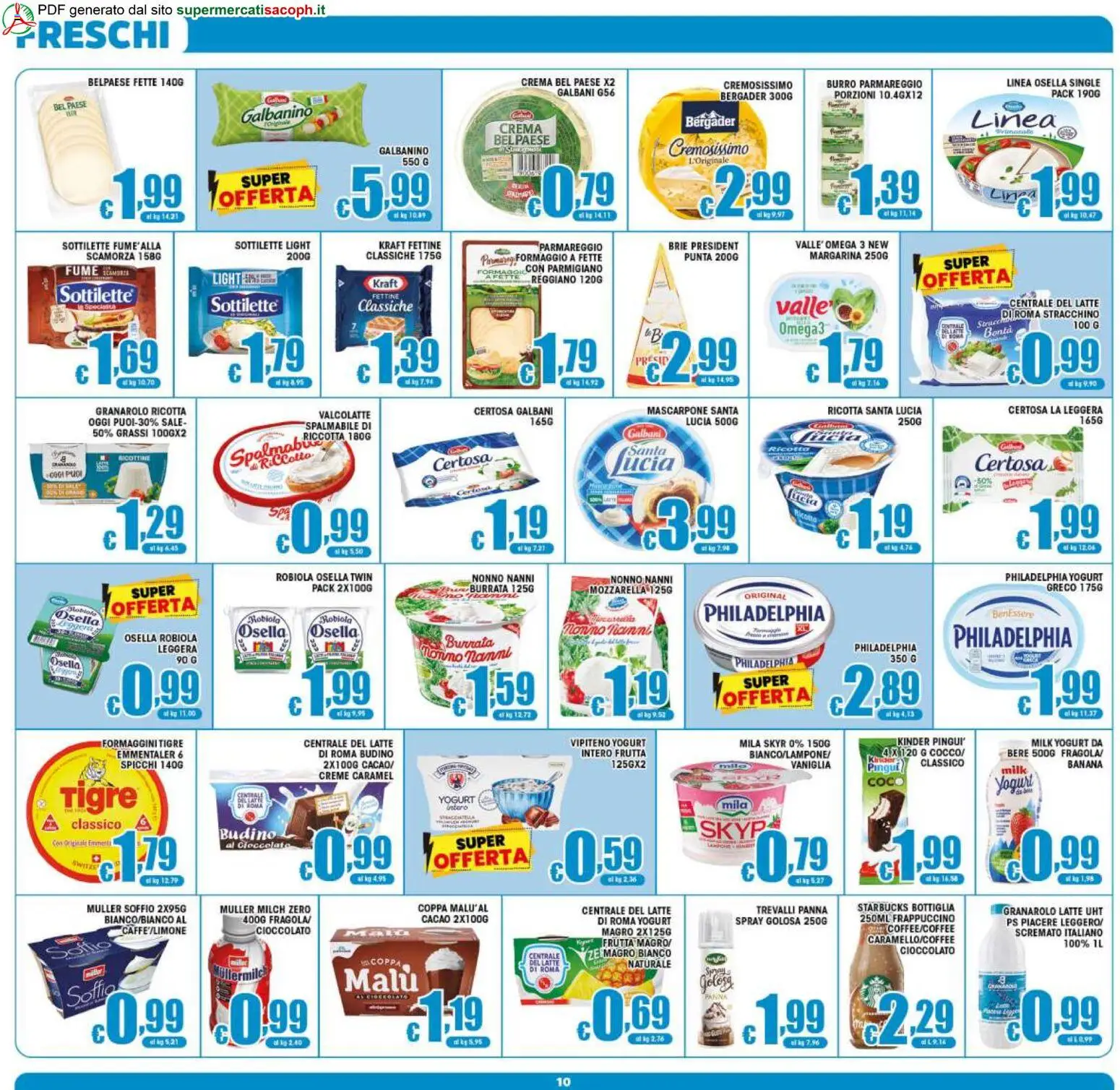 Volantino Sacoph del 20.05.2026 | Pagina: 10 | Prodotti: Yogurt, Sale, Robiola, Burrata