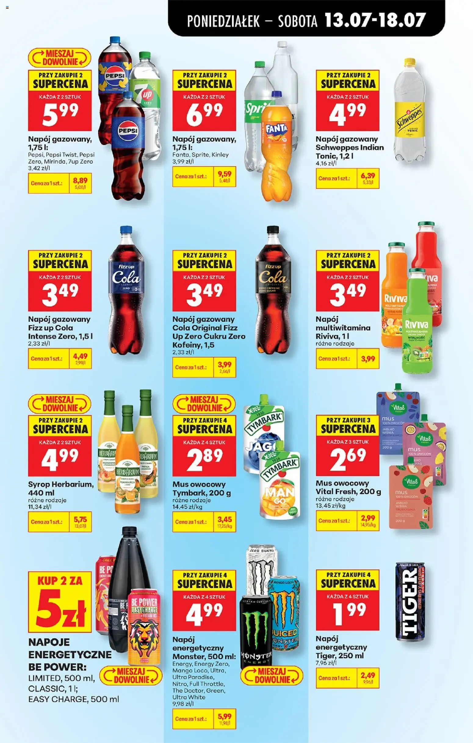Biedronka gazetka od poniedziałku od 13.07.2026 | Strona: 71 | Produkty: Syrop, Herbarium, Napoje, Pepsi