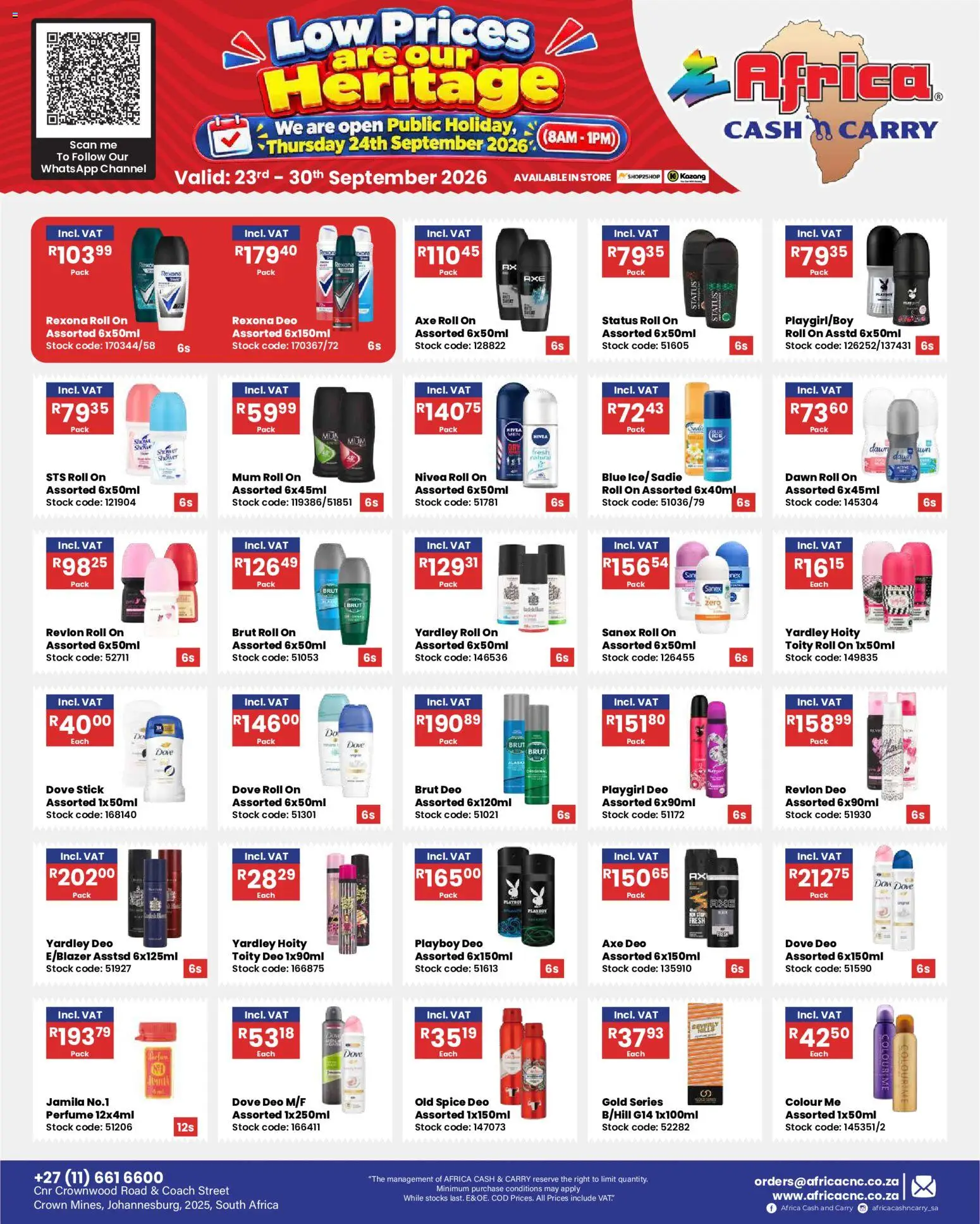New Africa Cash & Carry catalogue – valid from 23/09/2026 | Page: 6 | Products: Perfume, Stock