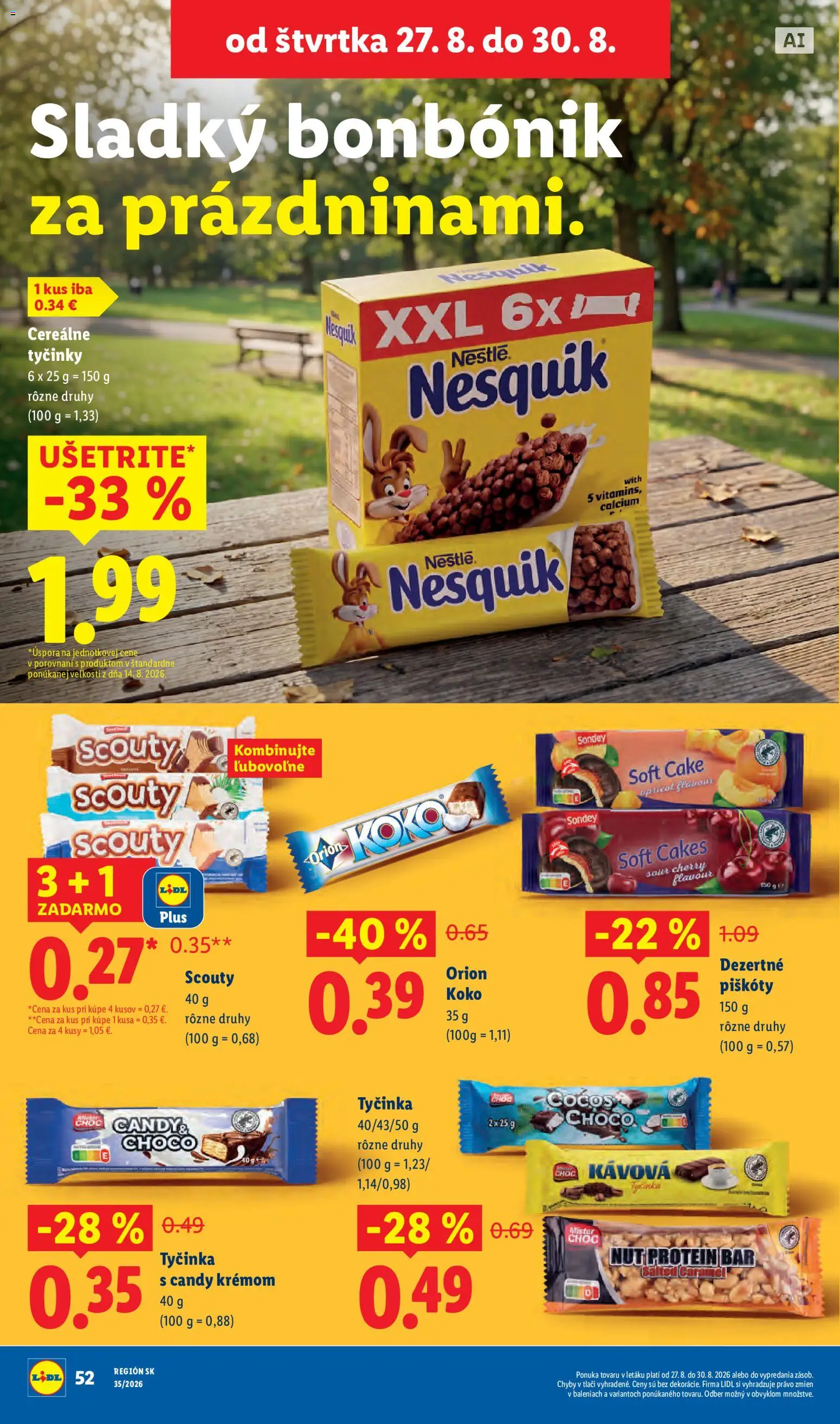 Nové Lidl akcie – leták je platný od 24.08.2026 | Strana: 66 | Produkty: Piškóty, Protein, Nesquik