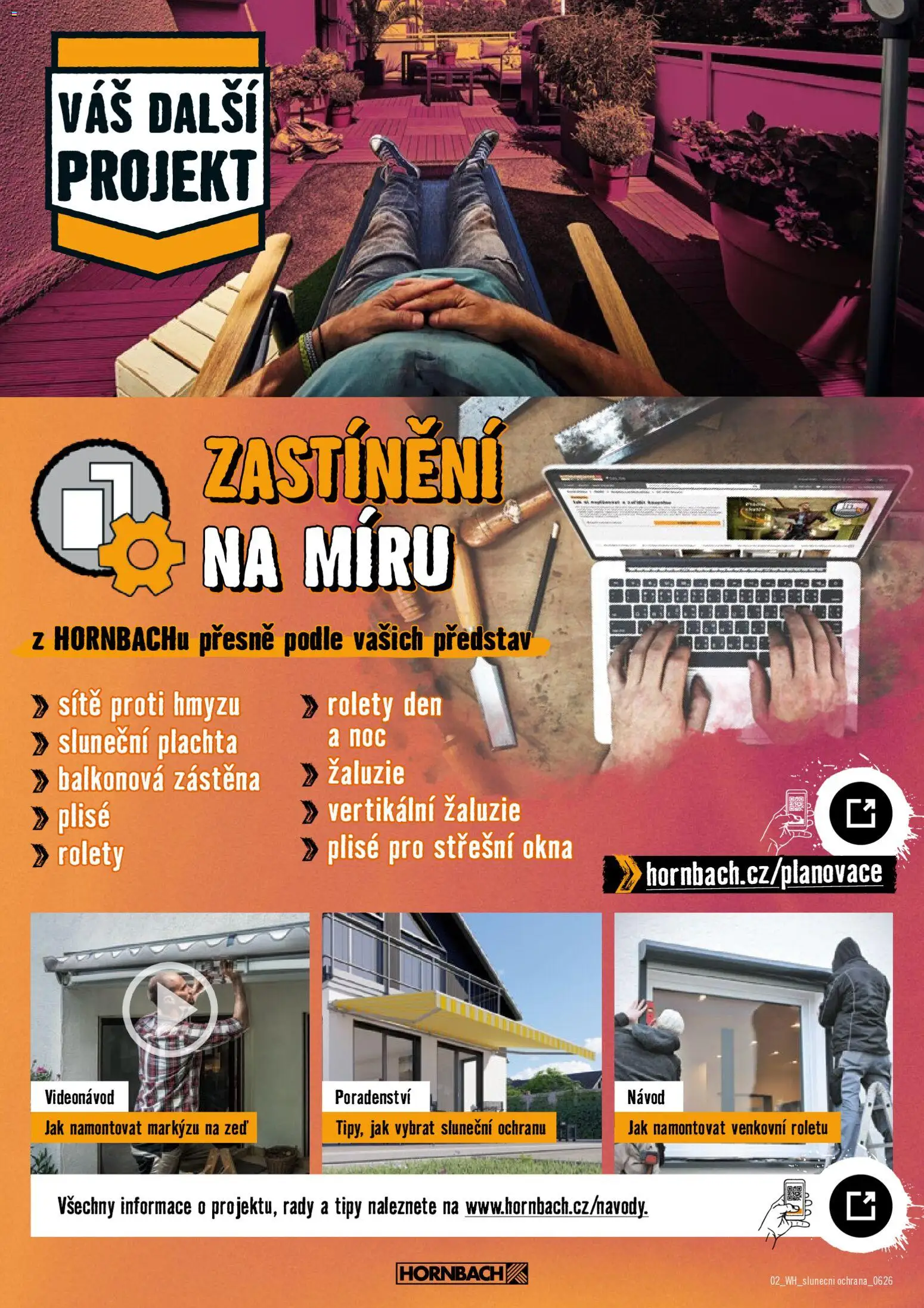 HORNBACH leták - Sluneční ochrana od 17.06.2026 | Strana: 2 | Produkty: Vertikální žaluzie, Balkonová zástěna, Sluneční plachta, Plachta