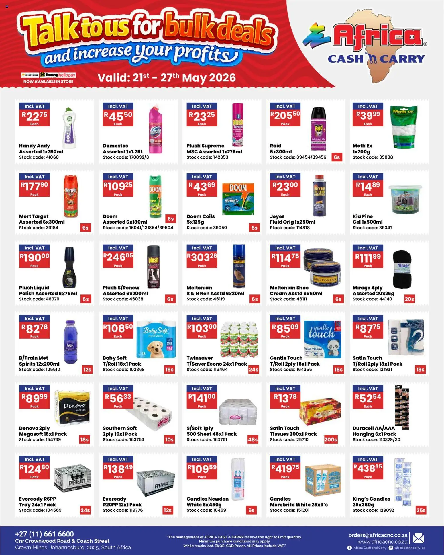 New Africa Cash & Carry catalogue – valid from 21.05.2026 | Page: 20 | Products: Tray, Blush, Cream, Tissues