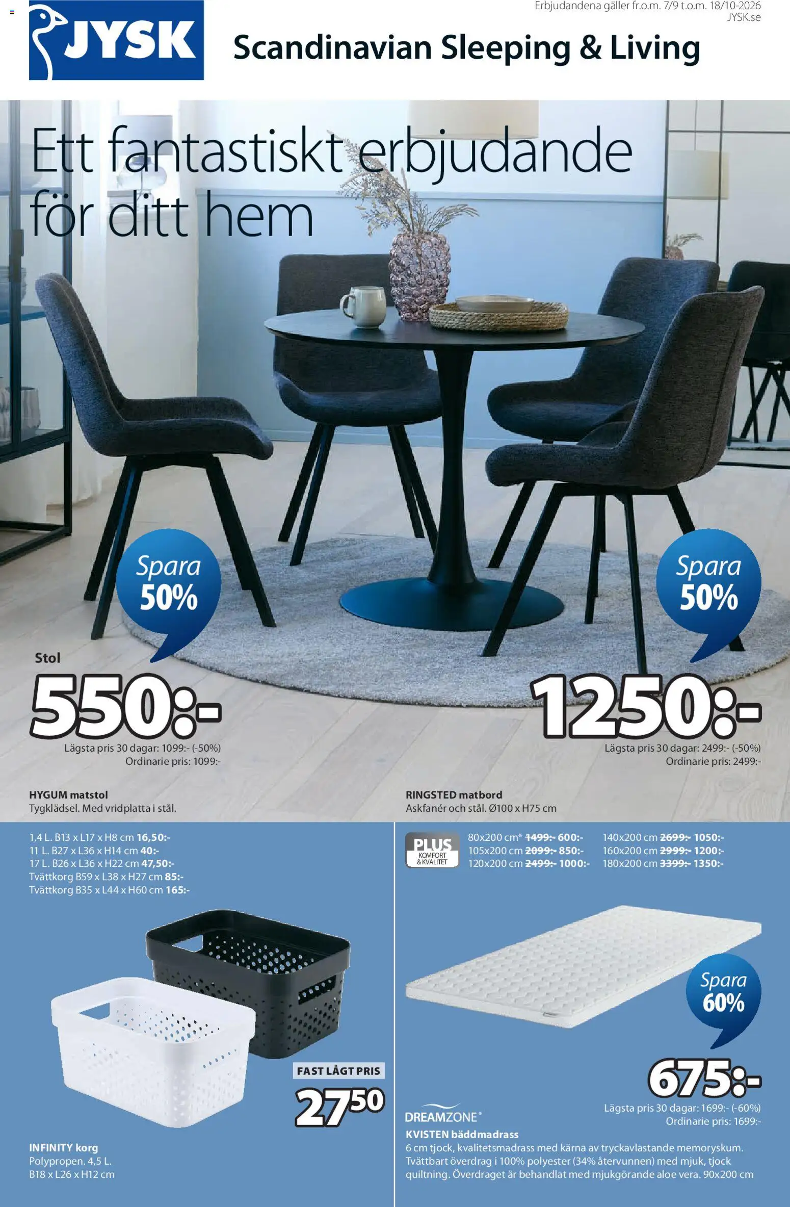 Jysk Måndag 7 September Erbjudanden och Rabatter