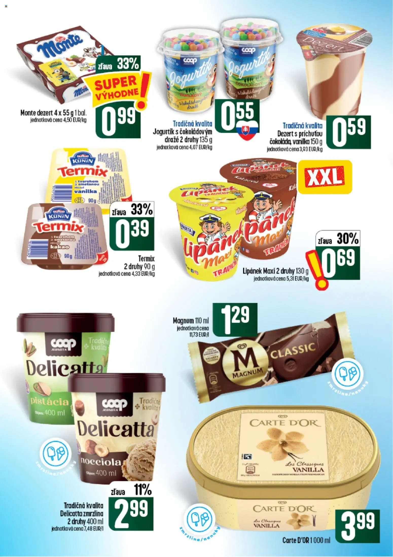 Nové COOP Jednota akcie – leták je platný od 24.09.2026 | Strana: 26 | Produkty: Zmrzlina, Termix, Magnum, Dezert