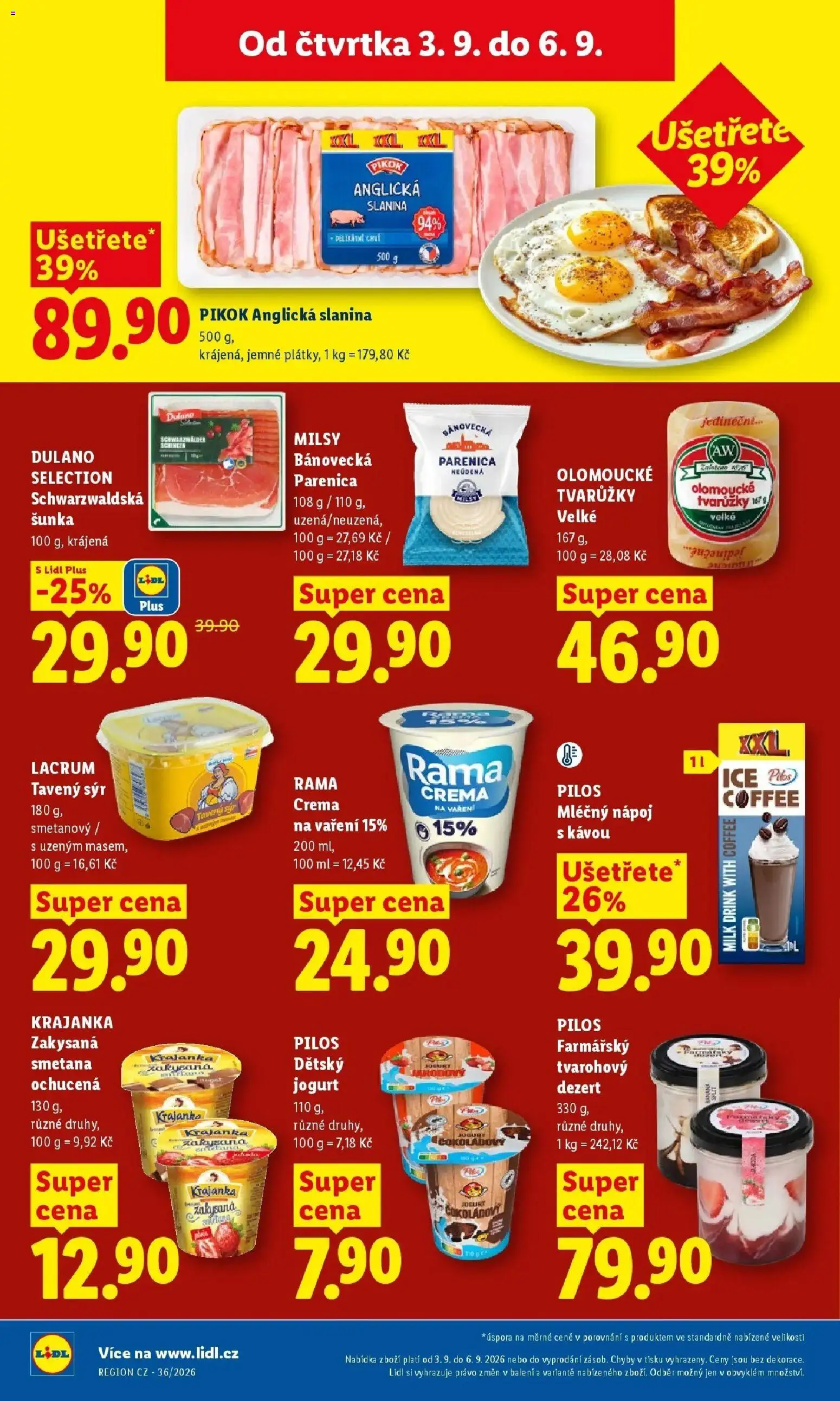 Lidl aktuální leták od 03.09.2026 | Strana: 24 | Produkty: Šunka, Rama, Olomoucké tvarůžky, Anglická slanina