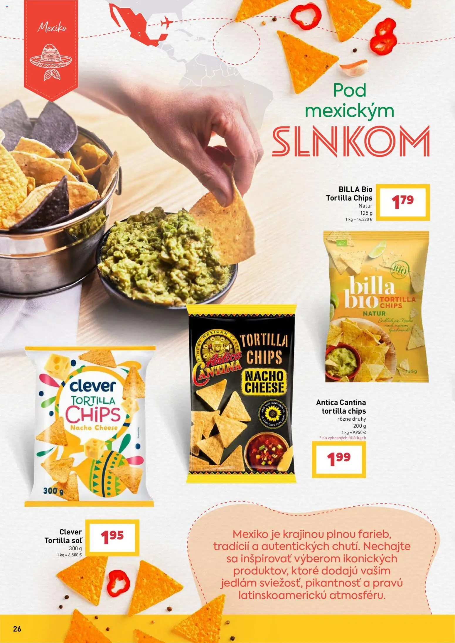 Nové Billa akcie – leták je platný od 29.07.2026 | Strana: 26 | Produkty: Tortilla, Soľ