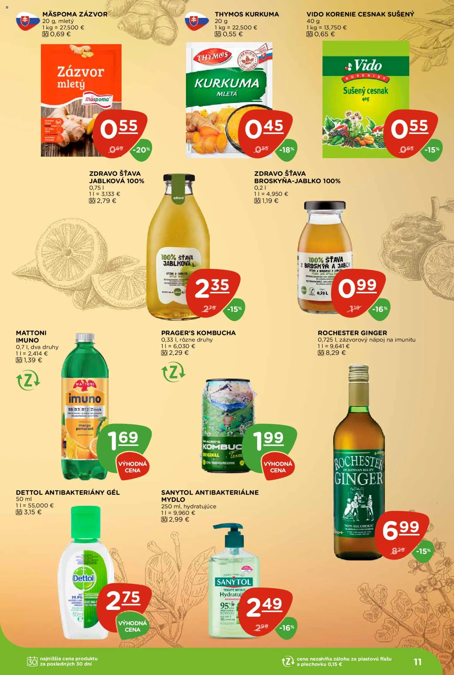 Nové Terno akcie – leták je platný od 15.10.2026 | Strana: 11 | Produkty: Cesnak, Mattoni, Mango, Dettol