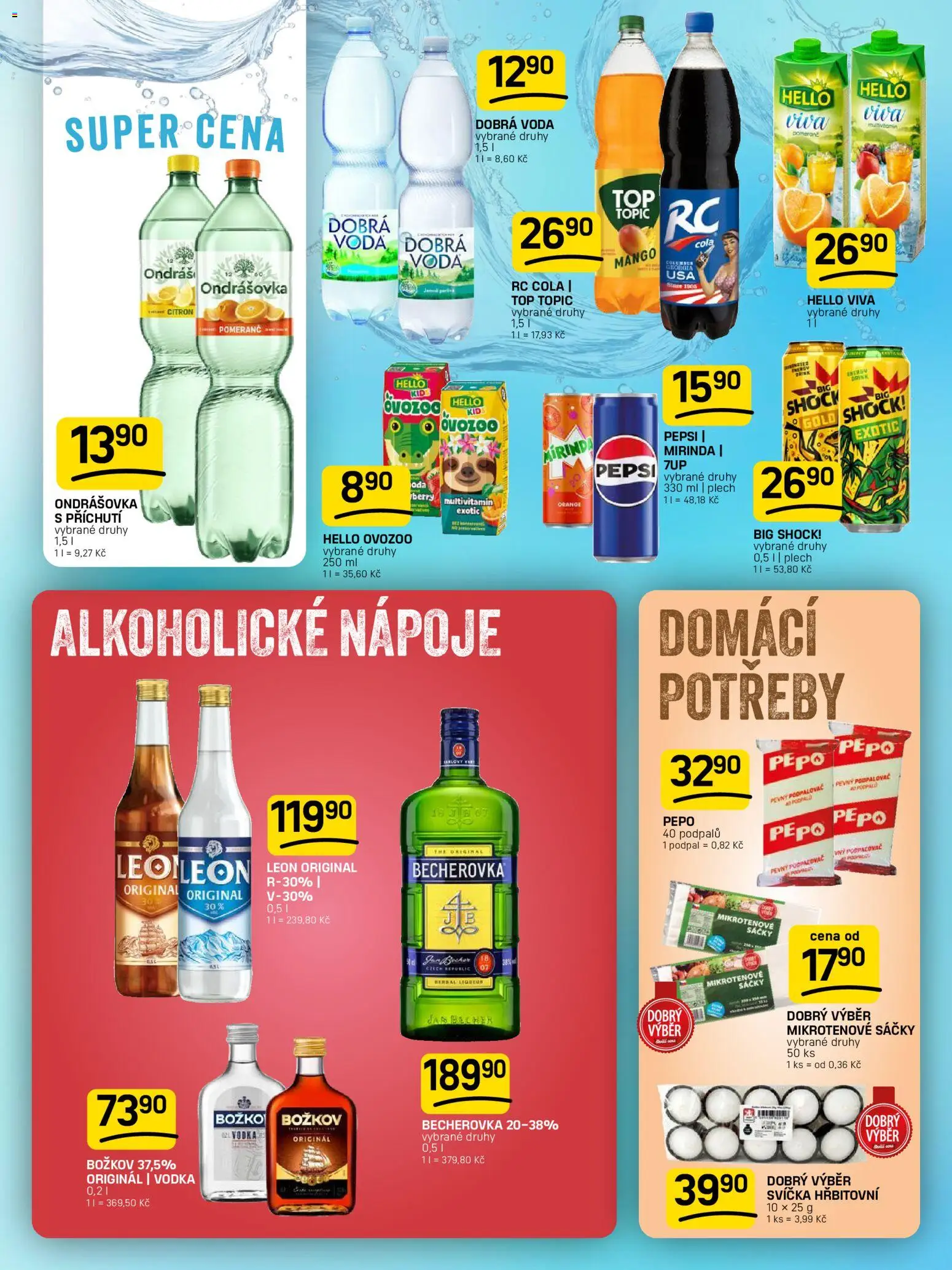 Flop leták od 23.09.2026 | Strana: 10 | Produkty: Dobrá voda, Pepsi, Alkoholické nápoje, Citron