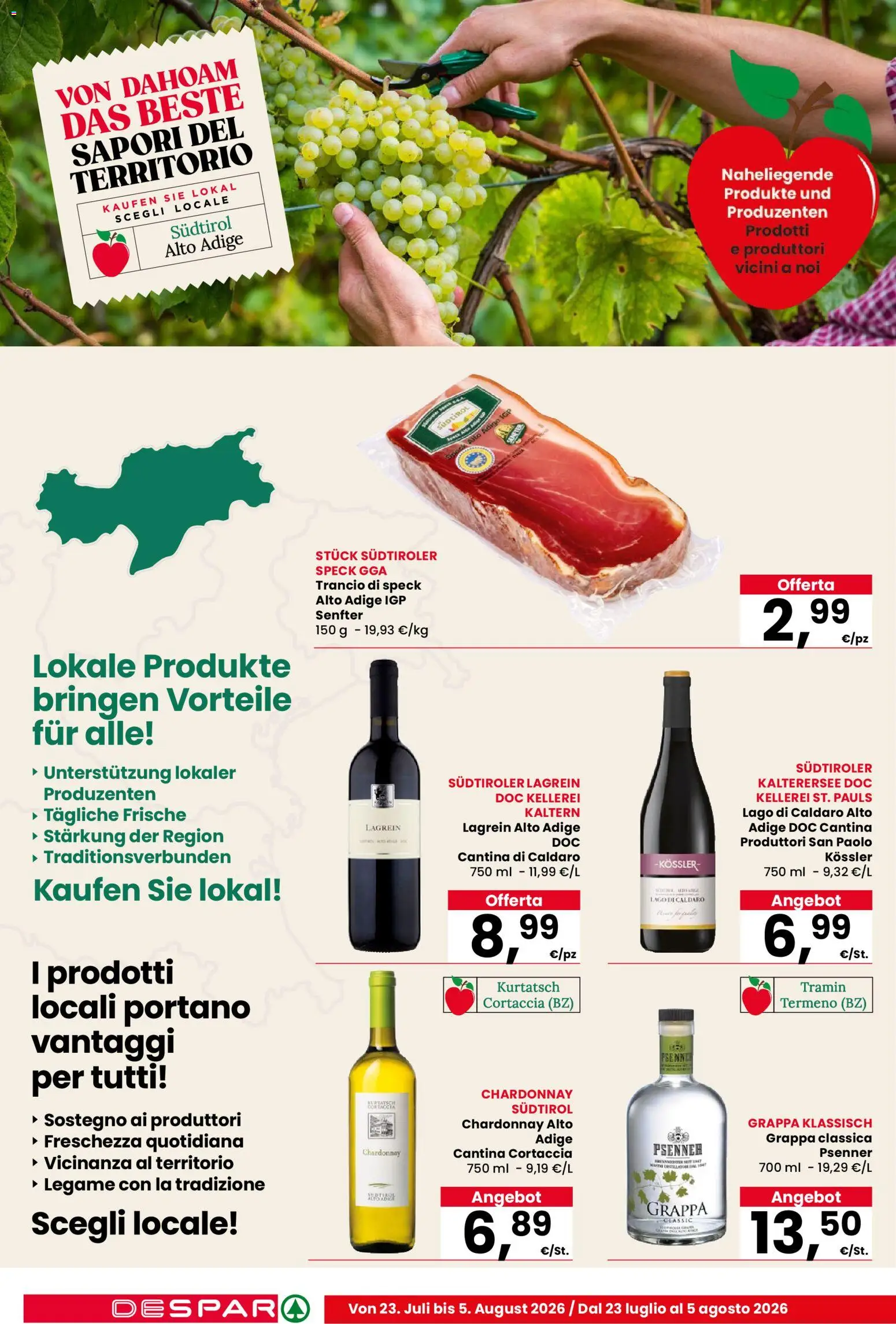 Volantino Despar del 23/07/2026 | Pagina: 8 | Prodotti: Speck, Grappa