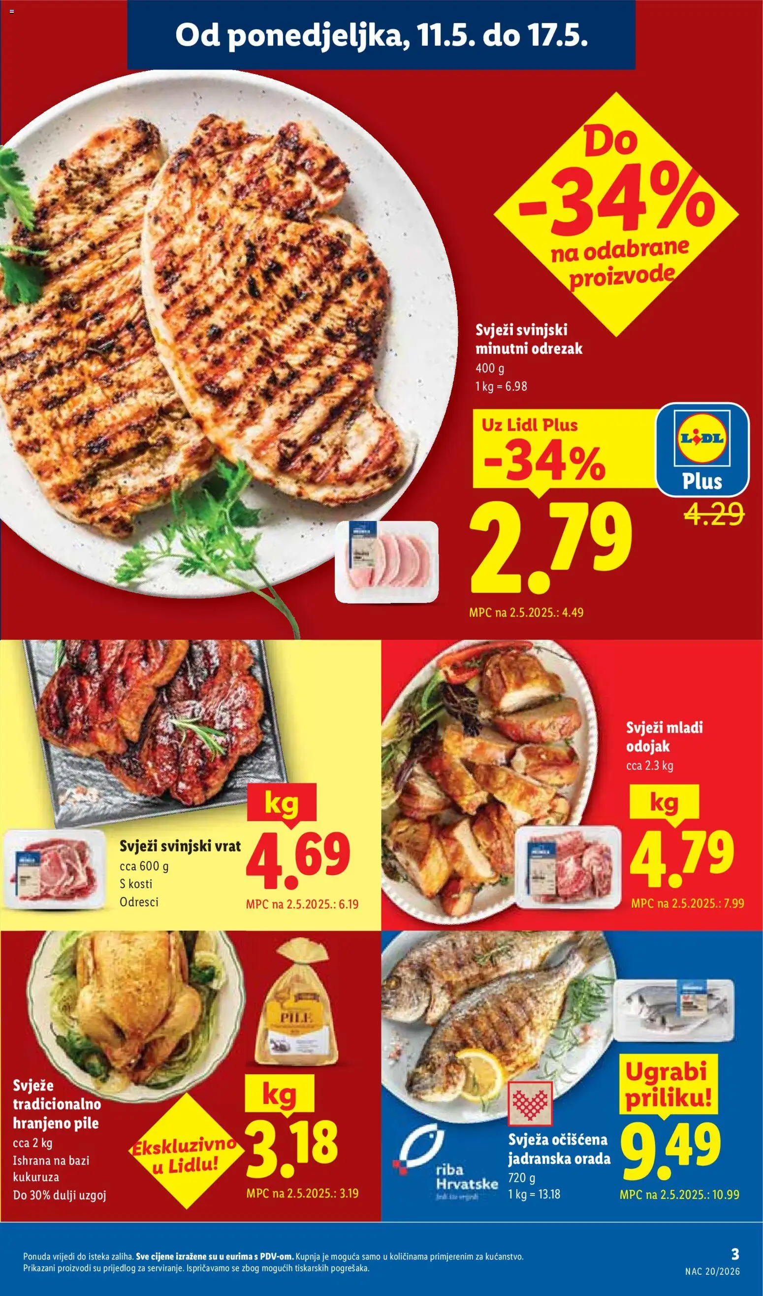 Lidl katalog | vrijedi od 11.05.2026 | Stranica: 3 | Proizvodi: Odojak, Svinjski vrat, Riba
