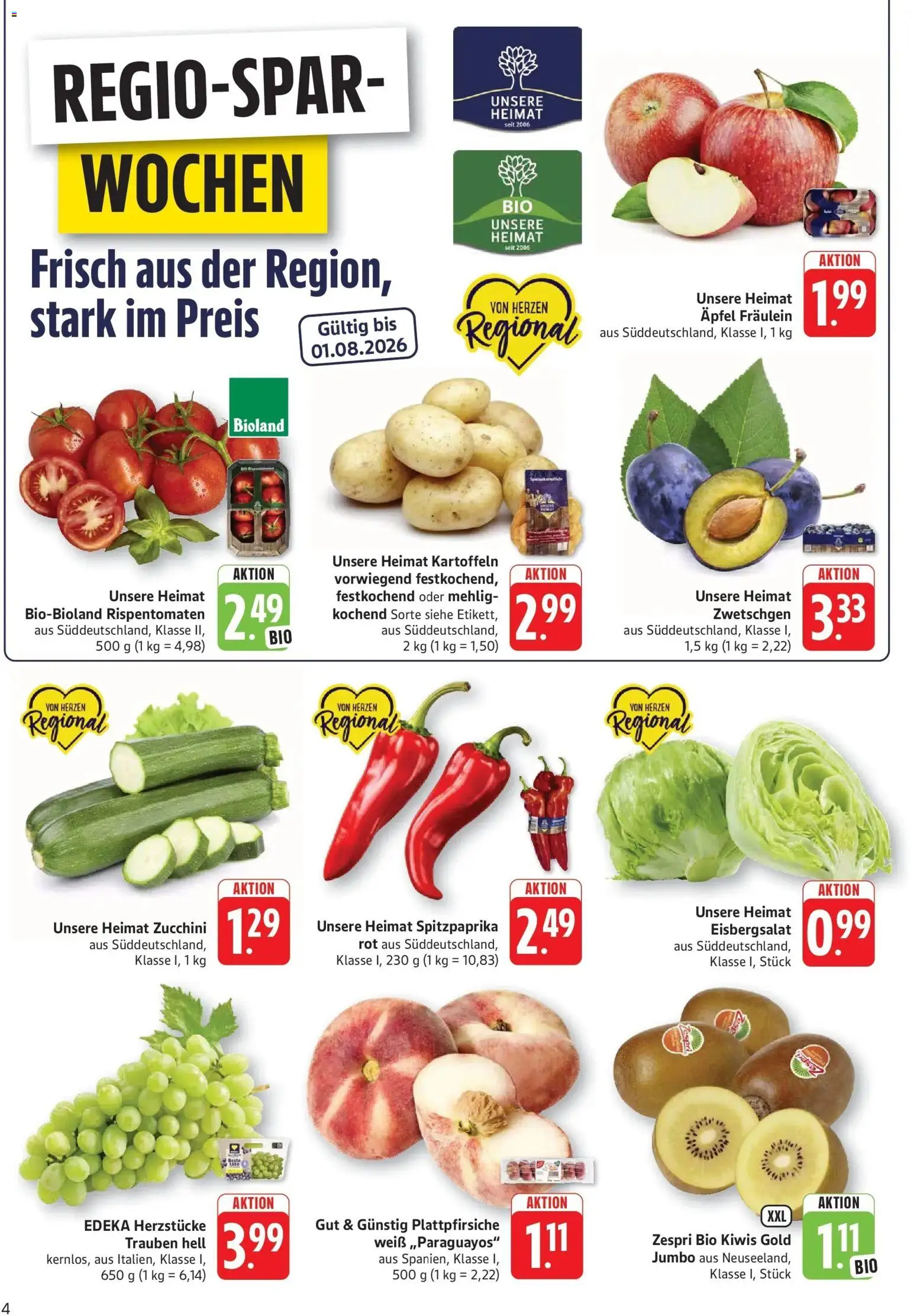 Edeka prospekt Altrip – gültig ab 29.06.2026 | Seite: 4 | Produkte: Trauben, Eisbergsalat, Kartoffeln, Zucchini