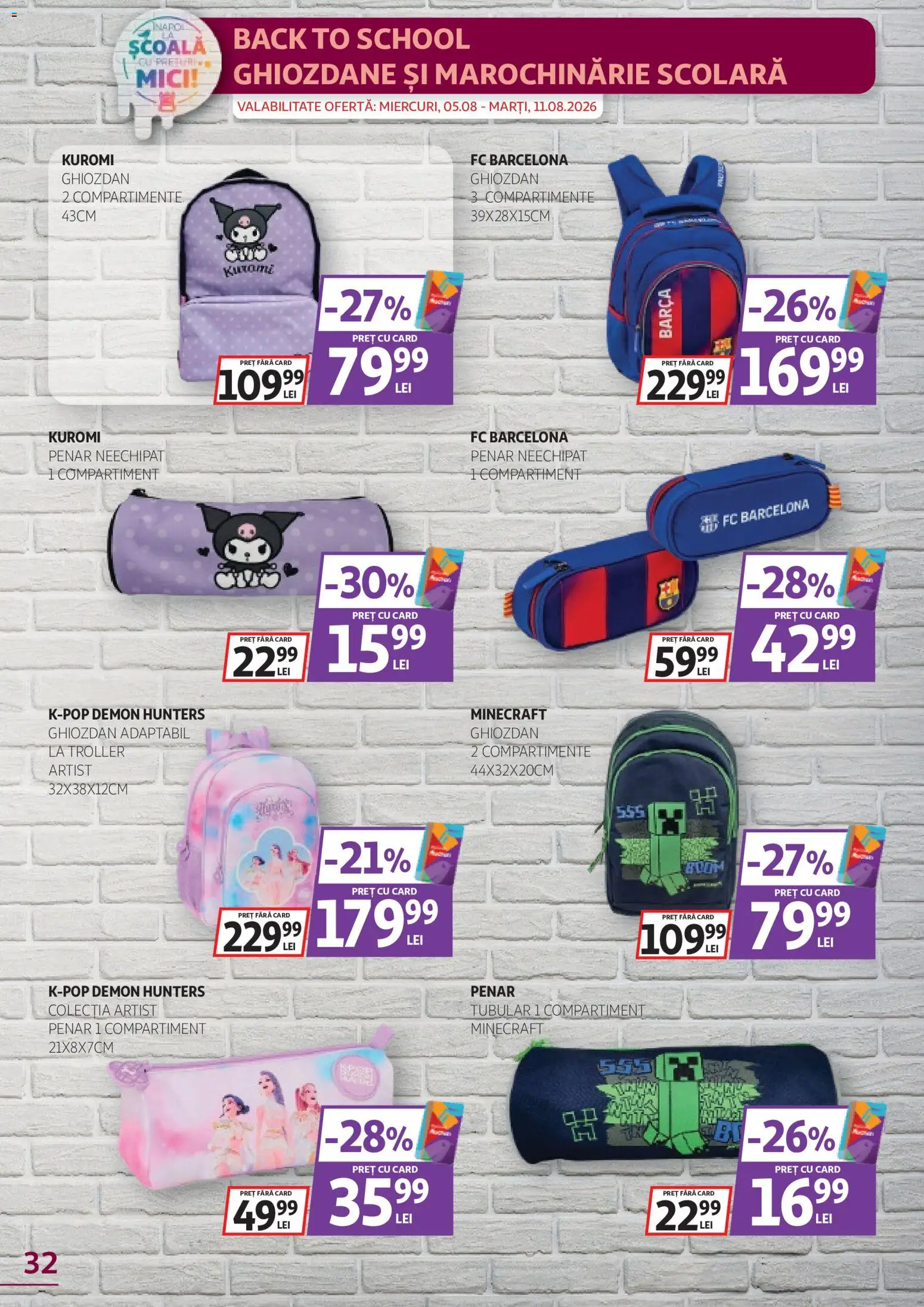 Noul catalog Auchan – valabil de la 29.07.2026 | Pagină: 32 | Produse: Mici, Ghiozdan