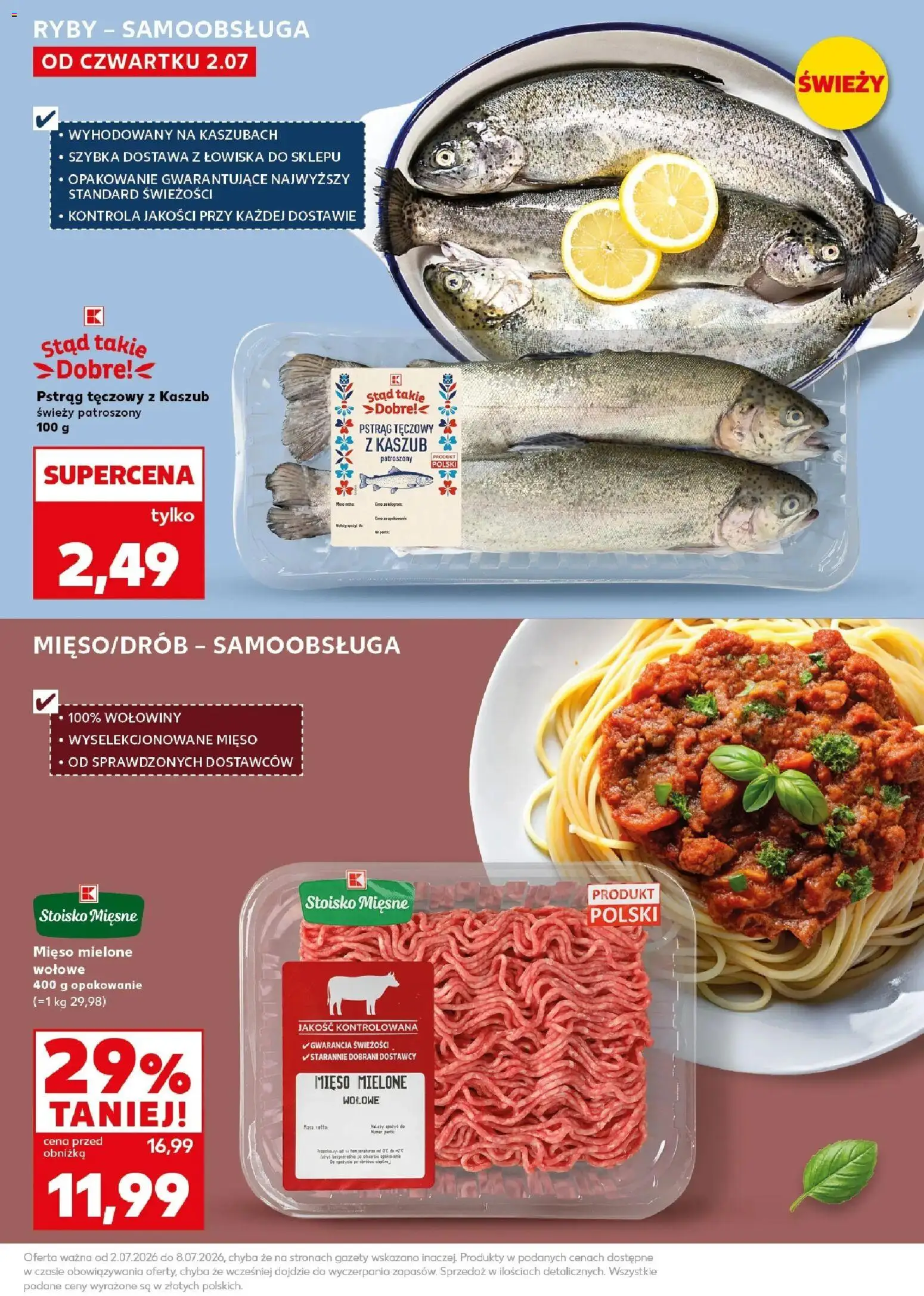 Kaufland gazetka - Mocny start od 06.07.2026 | Strona: 17 | Produkty: Mięso mielone wołowe, Mięso mielone, Pstrąg, Ryby