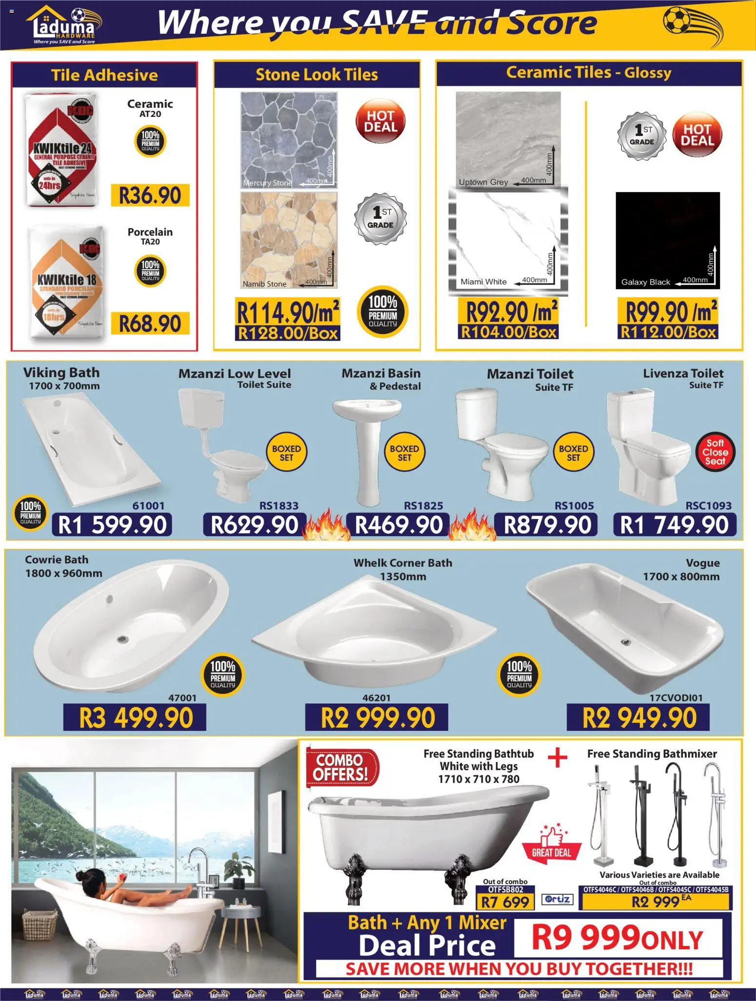 New Laduma Hardware catalogue – valid from 01/02/2026 | Page: 9 | Products: Mixer, Bath, Adhesive, Basin