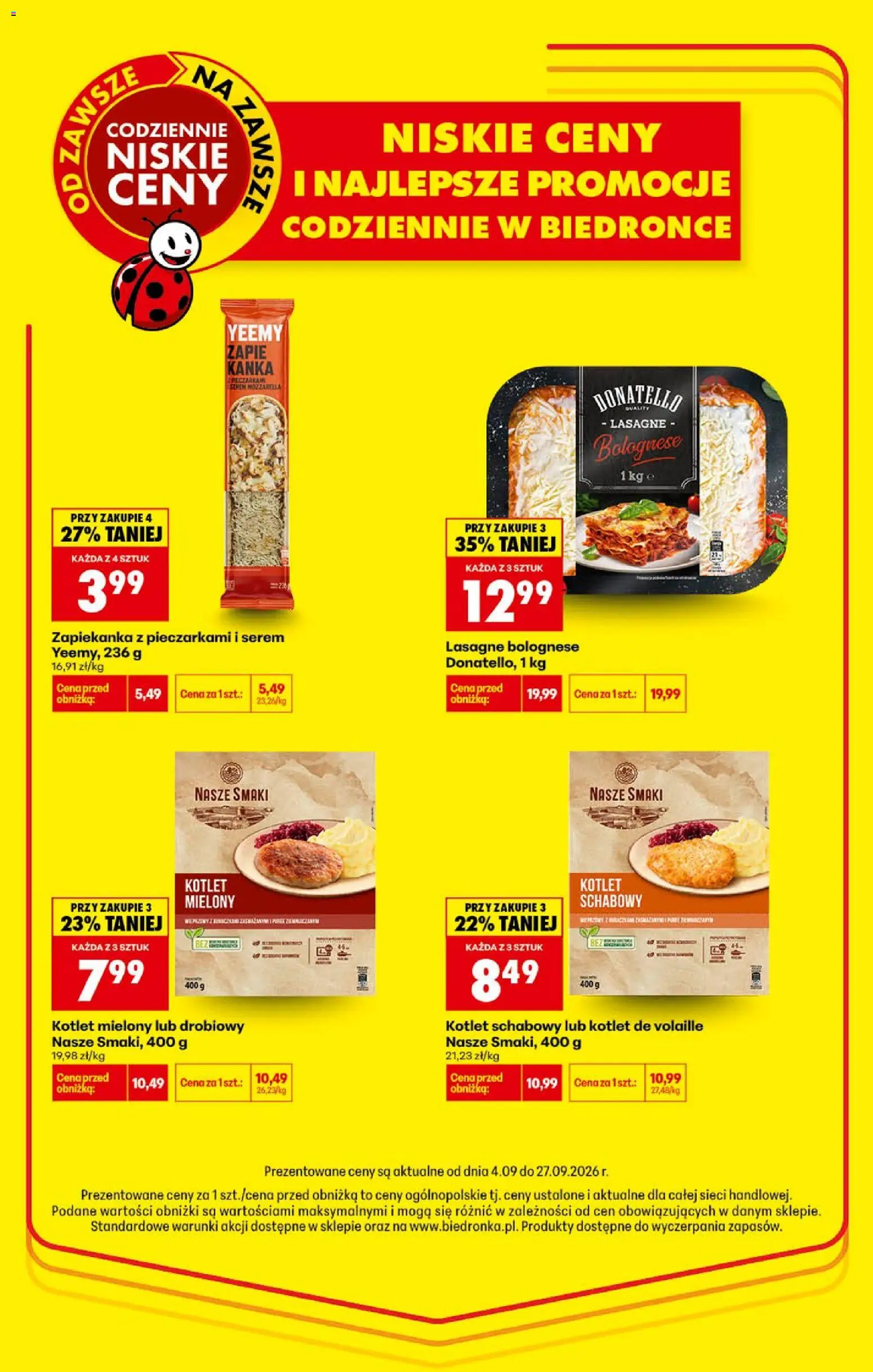Biedronka gazetka - Najniższe ceny od 04.09.2026 | Strona: 3 | Produkty: Serem, Kotlet, Zapiekanka z pieczarkami i serem, Lasagne