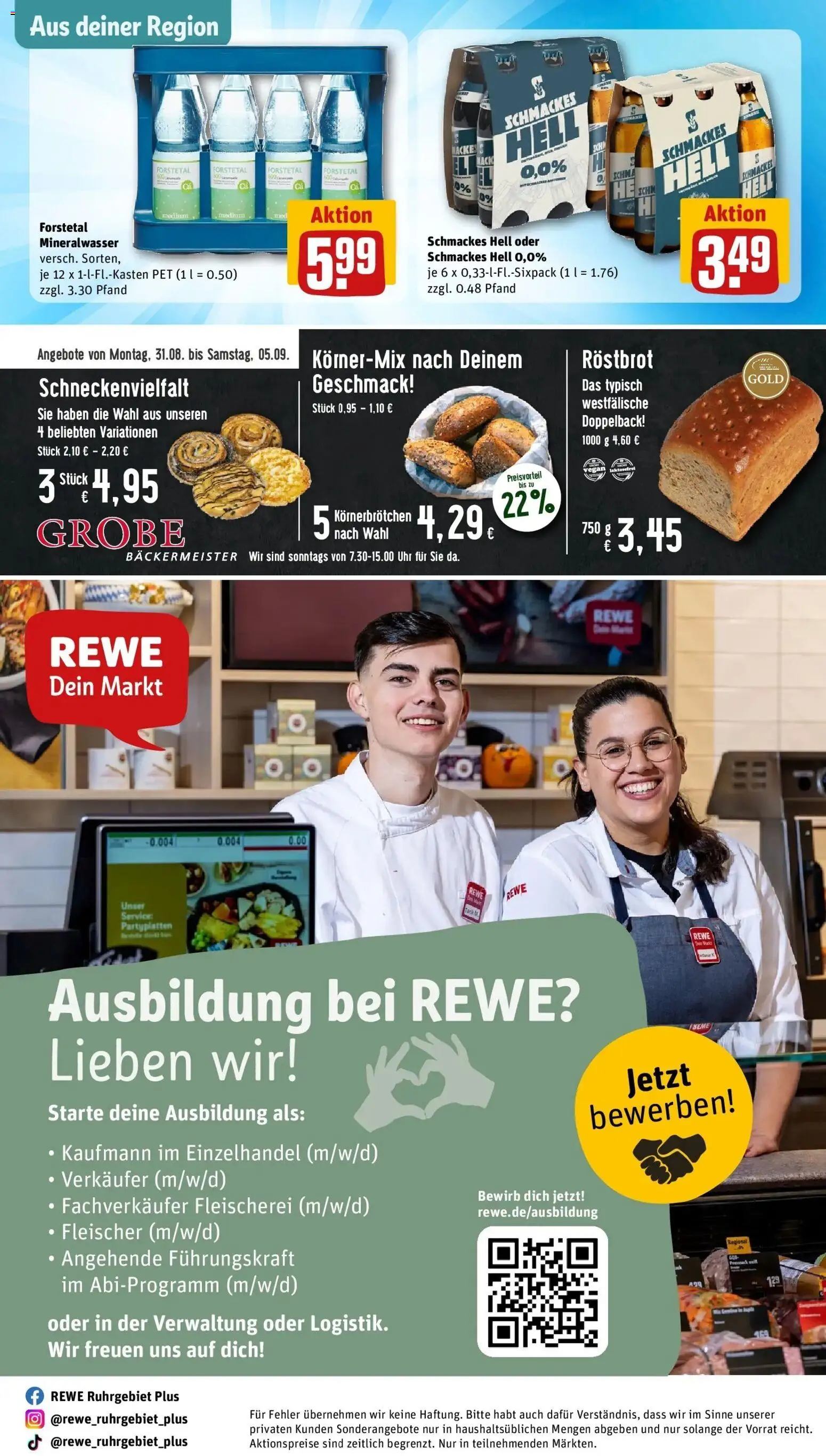 REWE Prospekt ab 31.08.2026 zum Blättern » Angebote | Seite: 32 | Produkte: Mineralwasser, Uhr